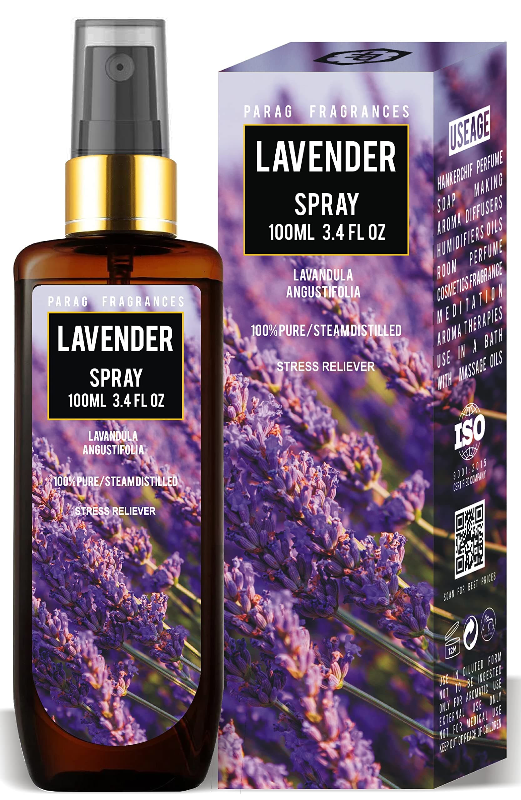 Essential Oil Room Spray For 24 Hours Freshness & Fragrance at Home and Any Where/Spreding Positive Energy, Best For Relaxation, Natural Essential Oil Air Freshener / 100ml / Lavender