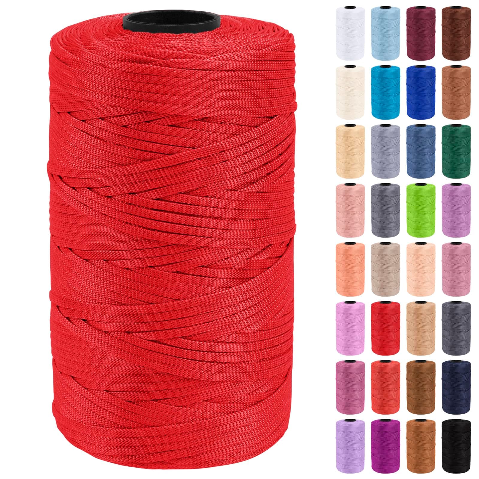 Macrame Cord 3mm x 200m Polypropylene Flat Macrame String Crochet Yarn for Handbags, Shopping Bags, Sun Hats, Shoes, Carpets, DIY Crafts, Decorative Projects