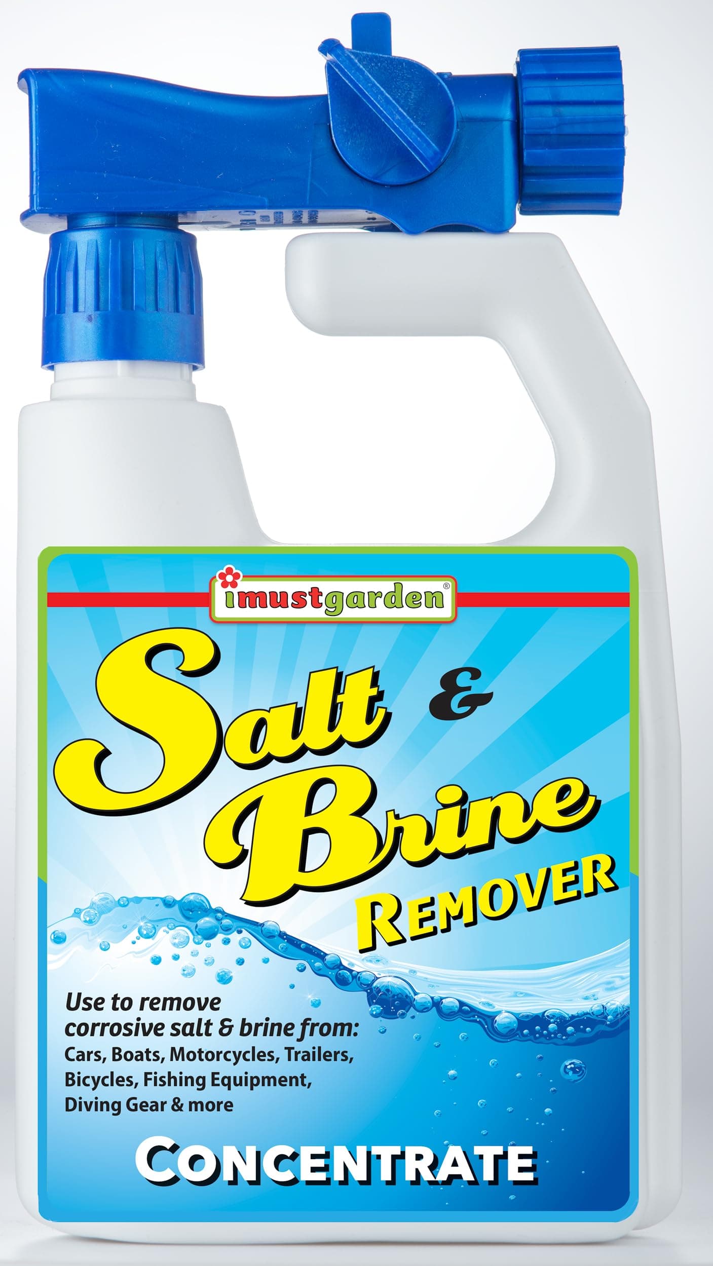 IMUSTGARDEN Salt & Brine Remover Concentrate: Safely Removes Salt and Brine from Vehicles and Marine Equipment – 32oz Hose-End Sprayer