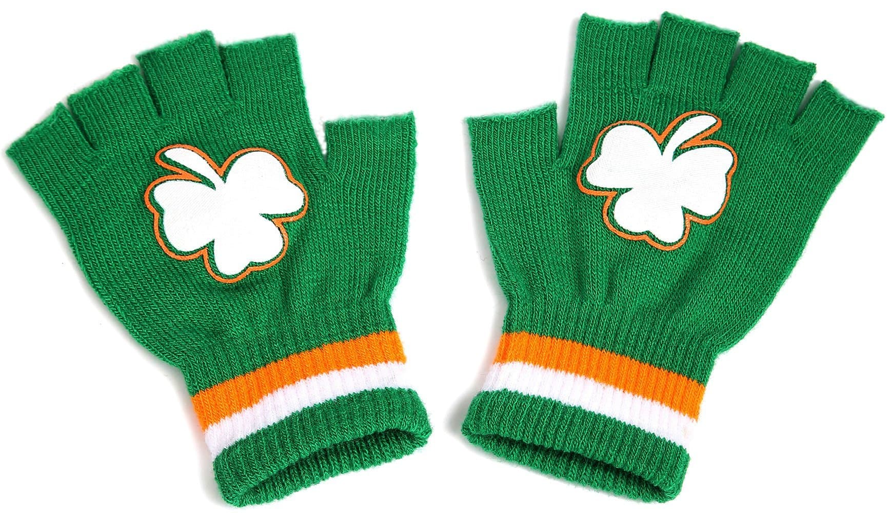 St. Patrick's Day Shamrock Mittens Fingerless Gloves - Party Favors Accessory