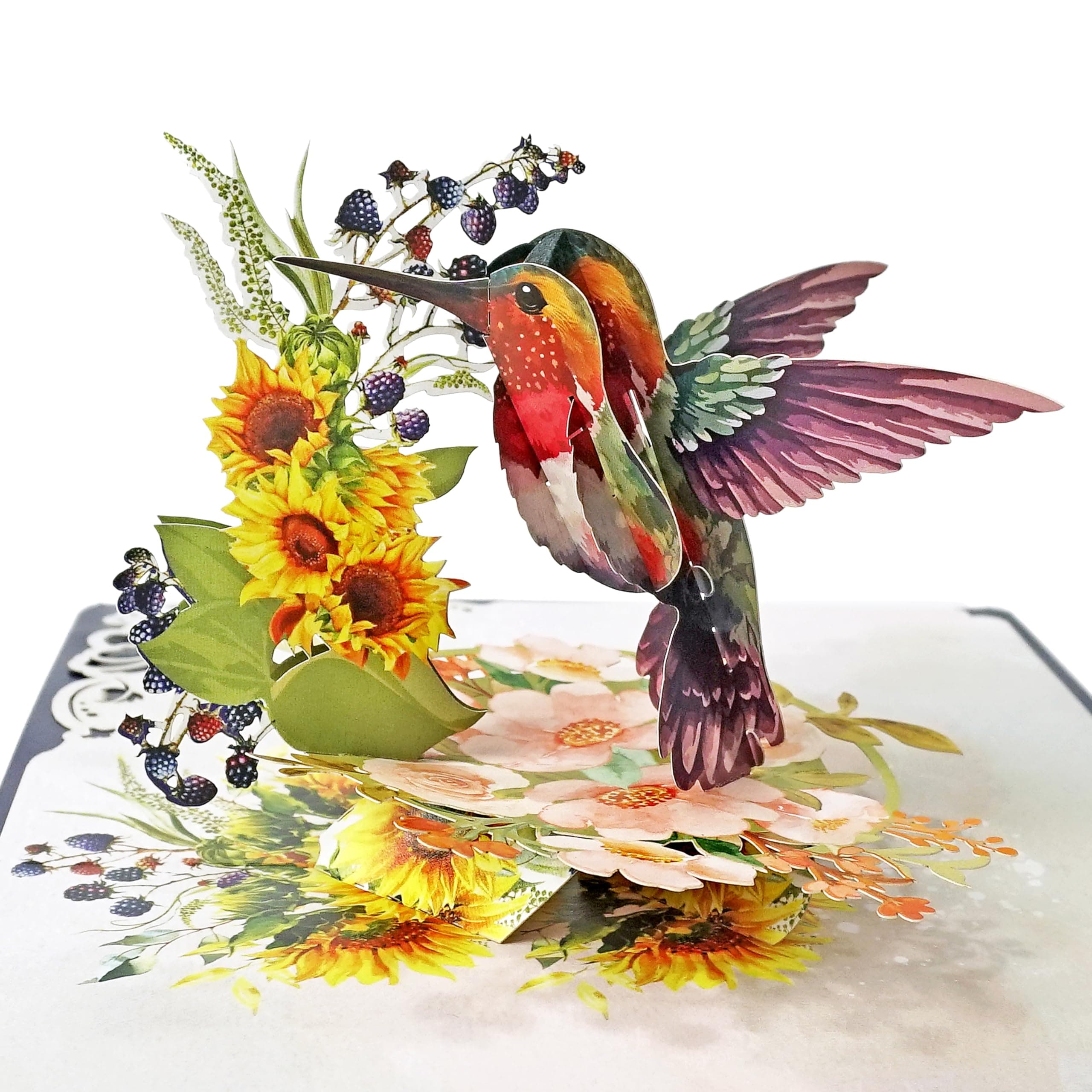 CUTPOPUP Birthday Card Pop Up, 3D Pop-up Greeting, Mother's Day, Birthday Card for Women (Hummingbird Sunflower)