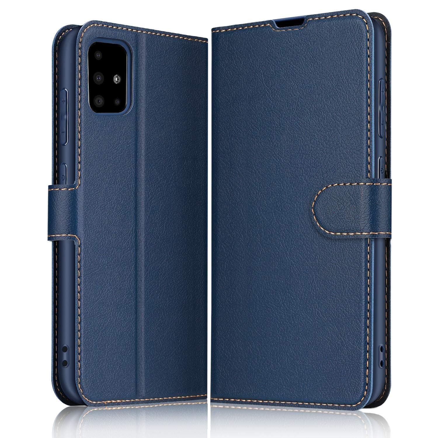 Case for Samsung Galaxy A51, High-grade Leather Flip Wallet Phone Case Cover Compatible with Samsung Galaxy A51 (Deep Blue)