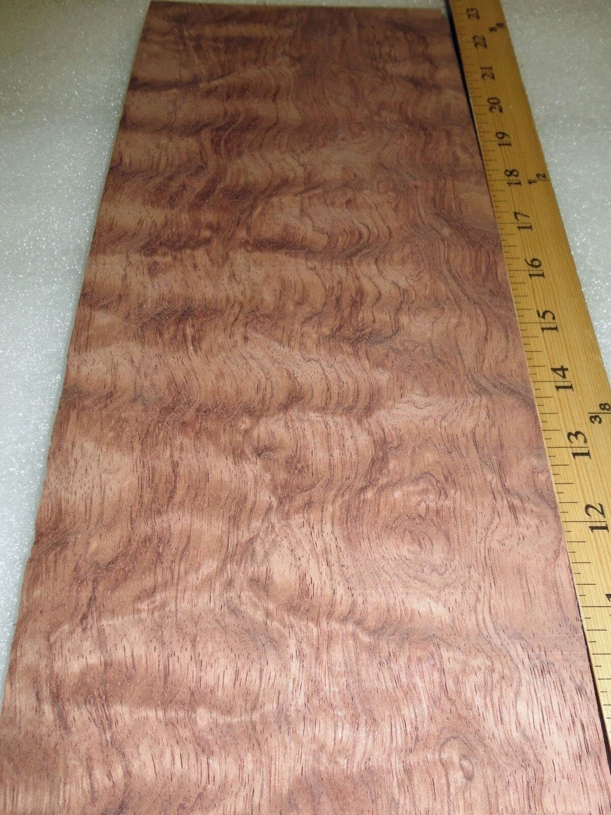 Bubinga Waterfall Quilted Figure Wood Veneer 5" x 11" raw no Backing 1/42" Thick