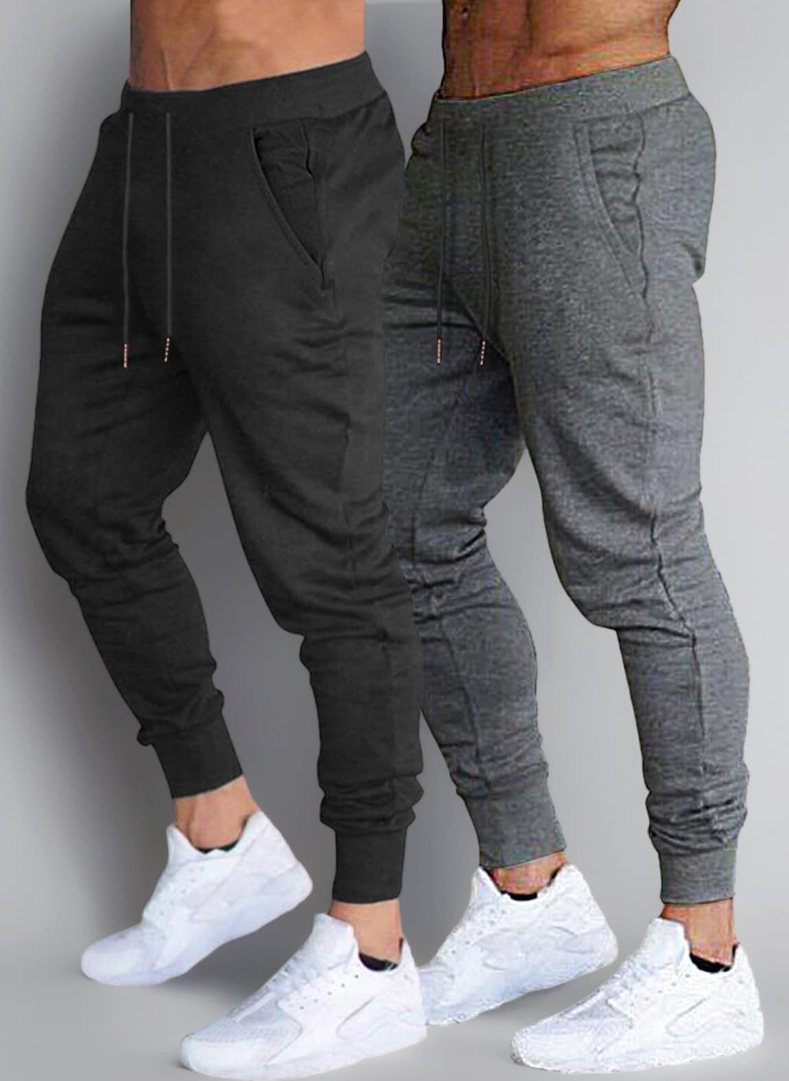 BUXKR Men's Slim Joggers Workout Pants for Gym Running and Bodybuilding Athletic Bottom Sweatpants with Deep Pockets