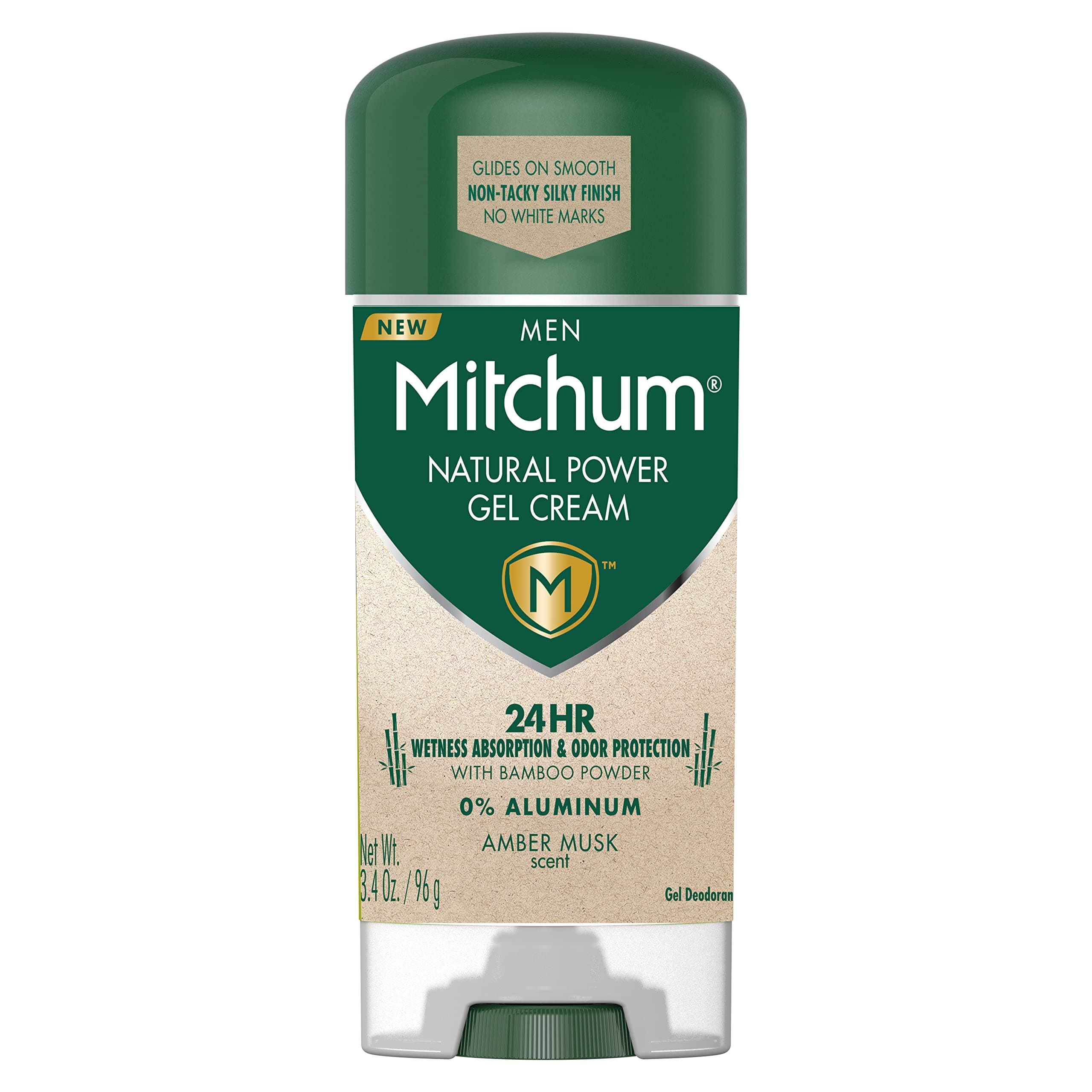 Mitchum Natural Gel Cream for Men, Amber Musk, 3.4 oz.