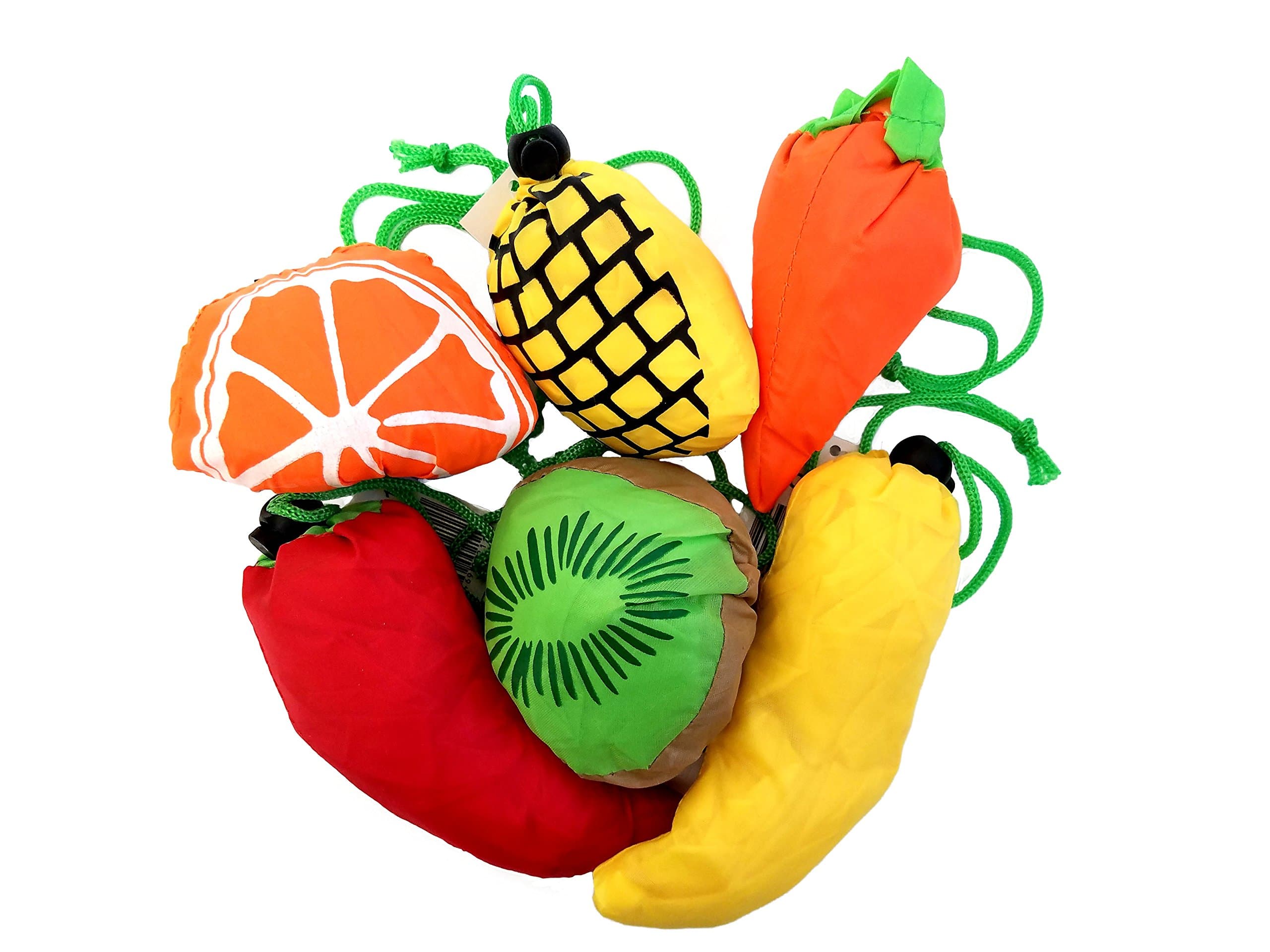 Reusable Halloween Bags Expandable Fruits & Veggies (5 Pack, Mix-Assorted) Kids Bags, Shopping, Easy Carry, Eco Friendly