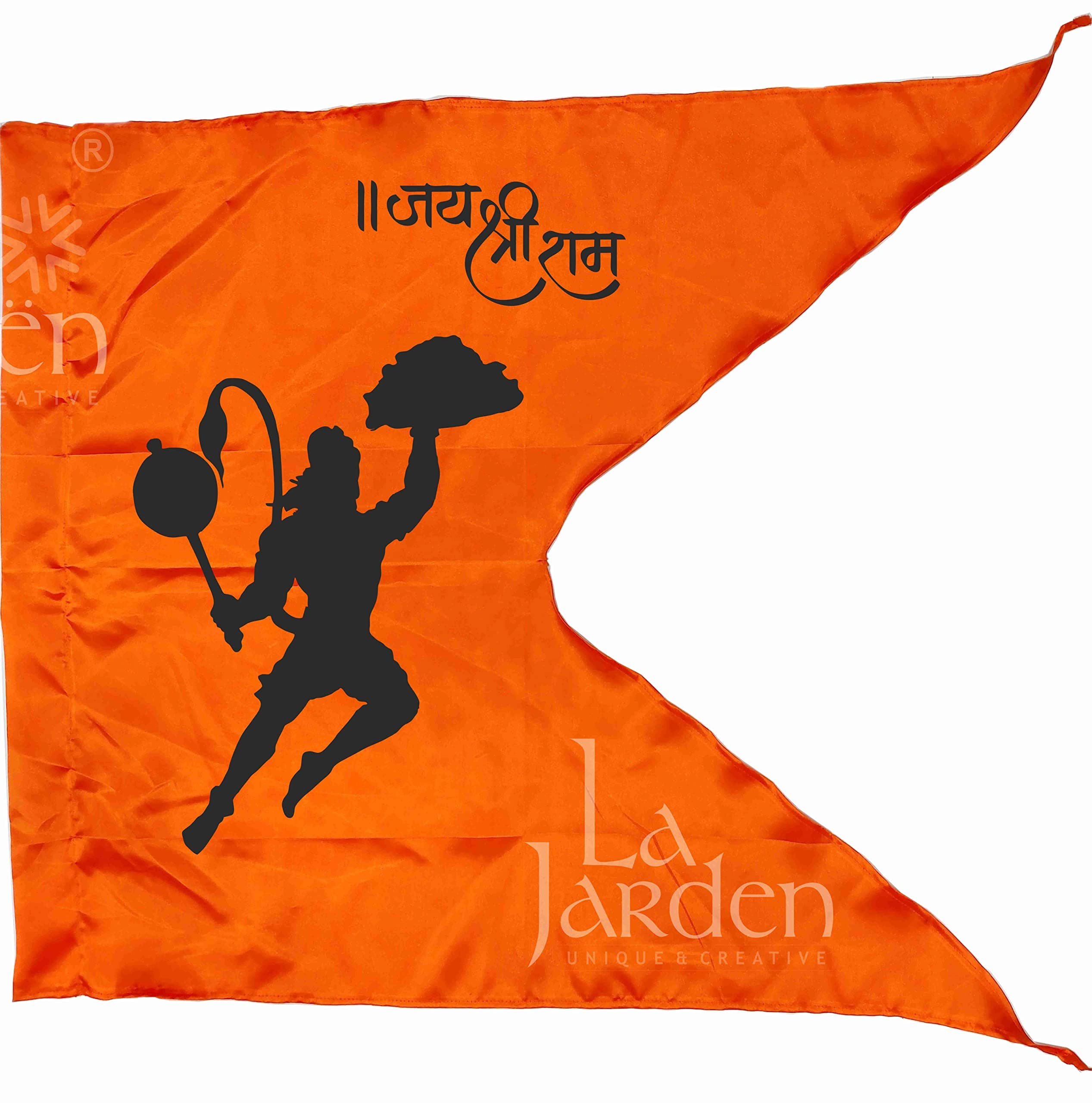 La Jarden® भगवा ध्वज पर्वत उठाये हनुमानजी Large Size 3.33 x 2.58 feet | Bajrangbali Jai Shree Ram Printed Bhagwa Dhwaj | carrying mountain | Pataka Religious for home | Spiritual Celebration Purpose | Saffron | Temple 40x31 inches) (Orange flag)