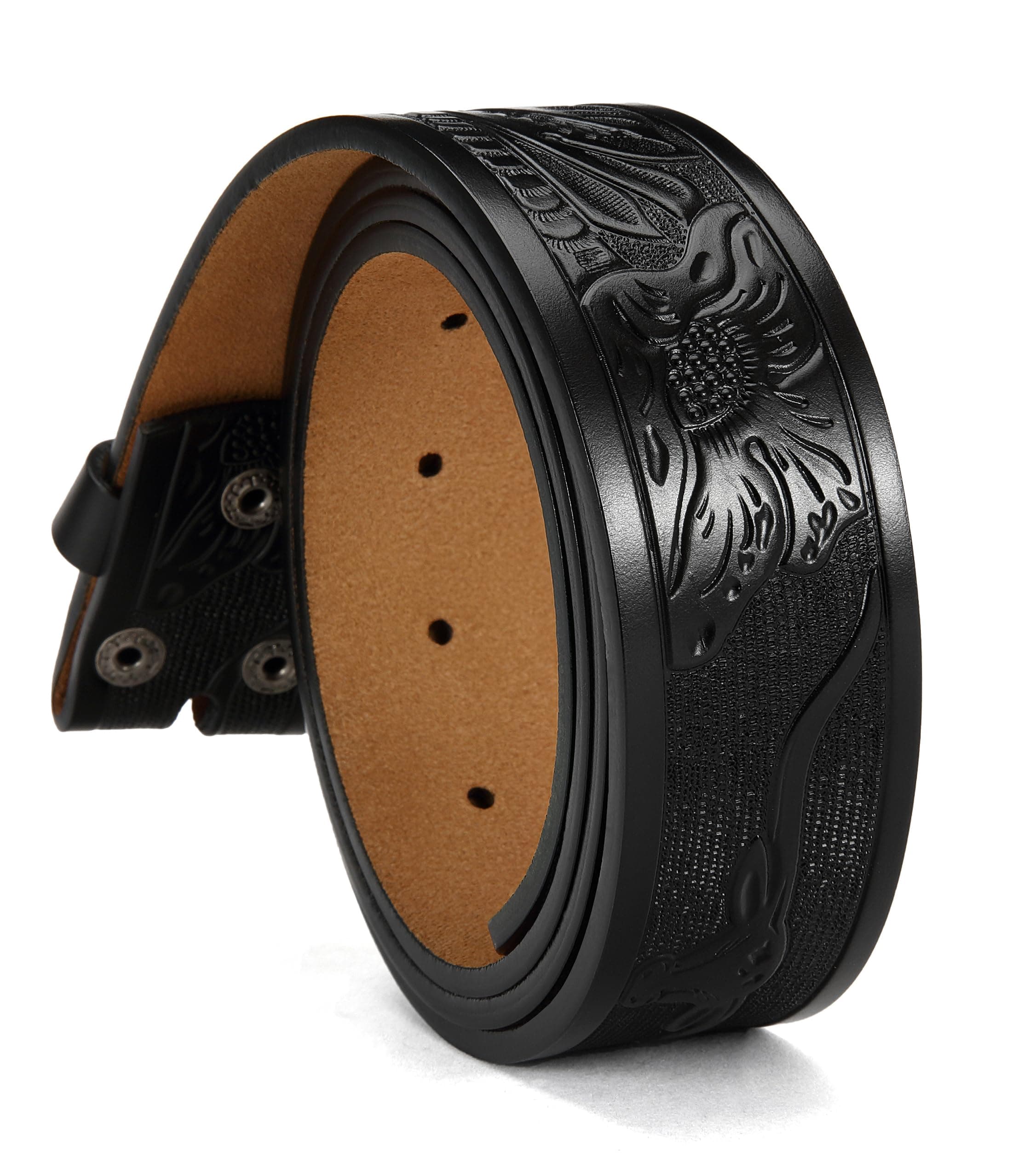 CHAORENWestern Belts for Men without Buckle - Cowboy Belt 1.5" Full Grain Leather Belt for Jeans - One Solid Piece Leather