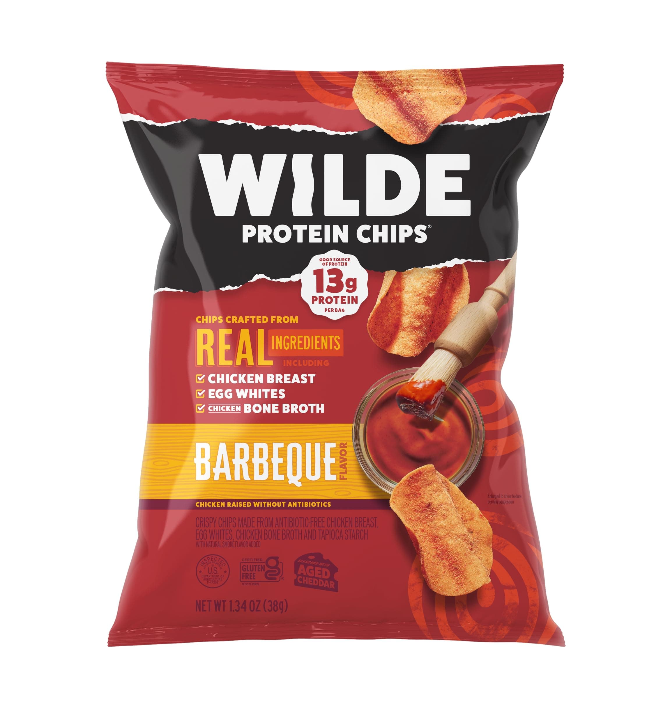 WILDE Protein Chips Barbeque, Thin and Crispy High Protein Snacks, Keto Frien...