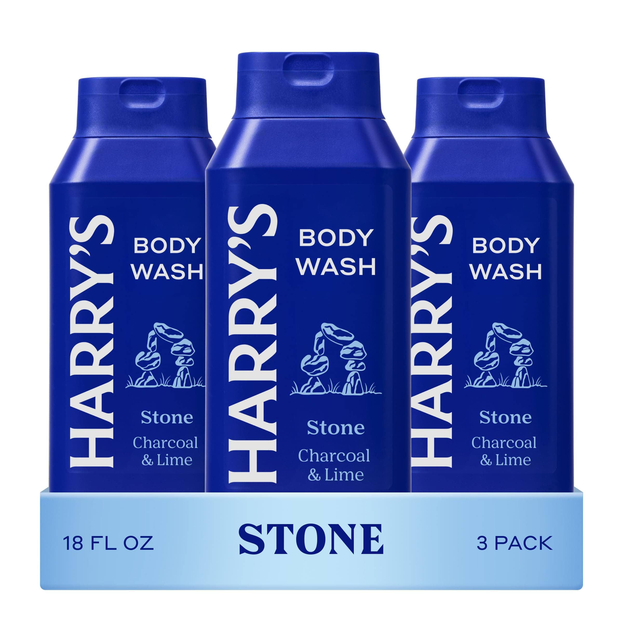 Harry's Men's Body Wash, Stone, 532ml, Pack of 3, Shower Gel for Men - No Parabens, Sulfates, or Dyes