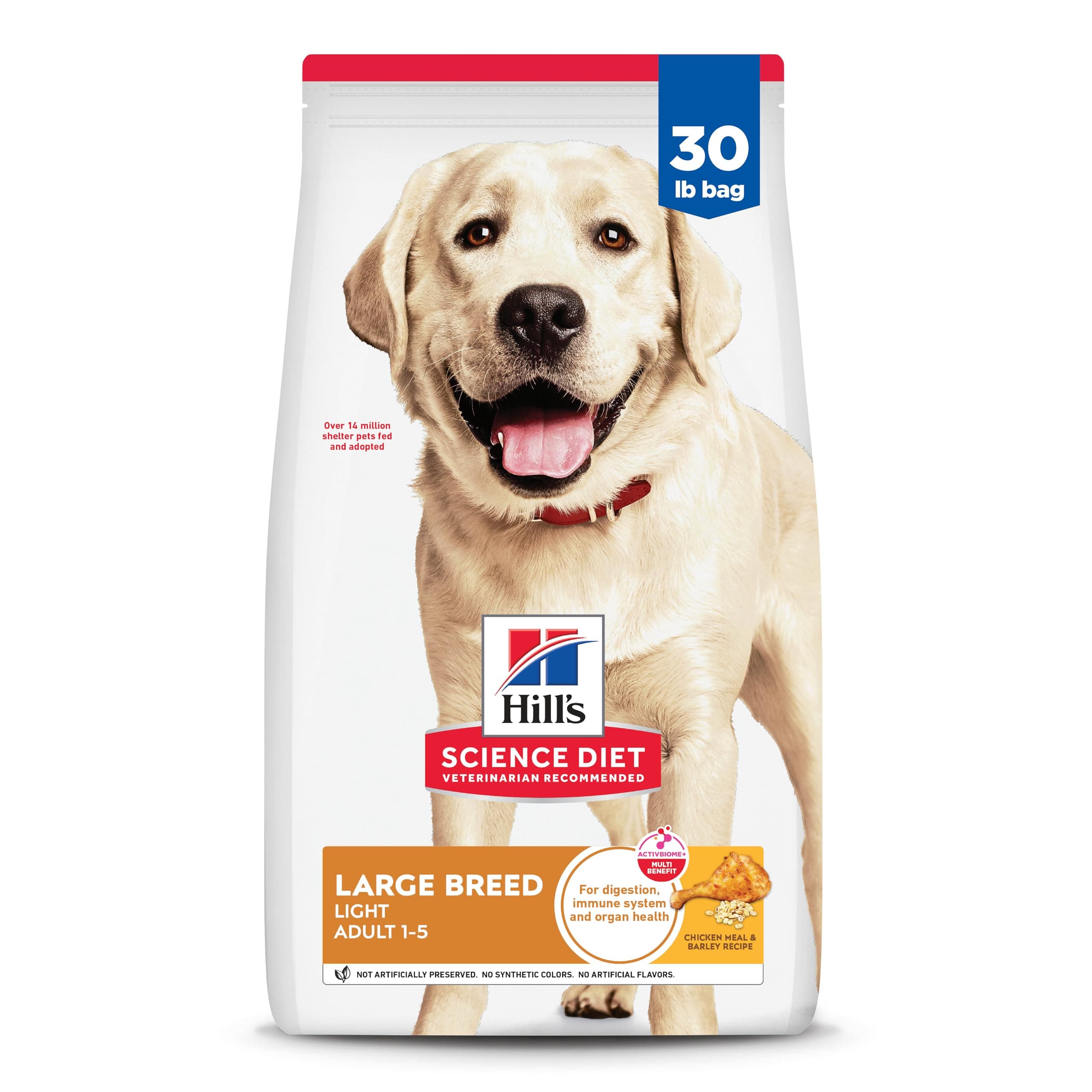 Dry Dog Food, Adult, Large Breed, Light, Chicken Meal & Barley Recipe for Healthy Weight & Weight Management, 30 lb. Bag