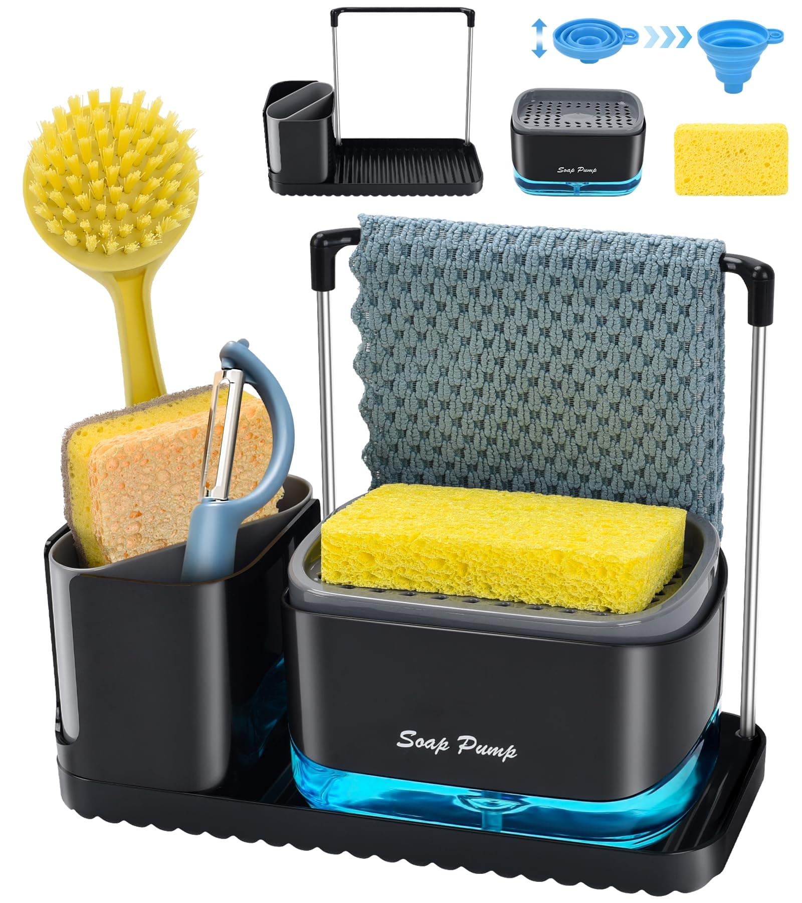 Bestseek Soap Dispenser Set with Tray and Sponge Holder