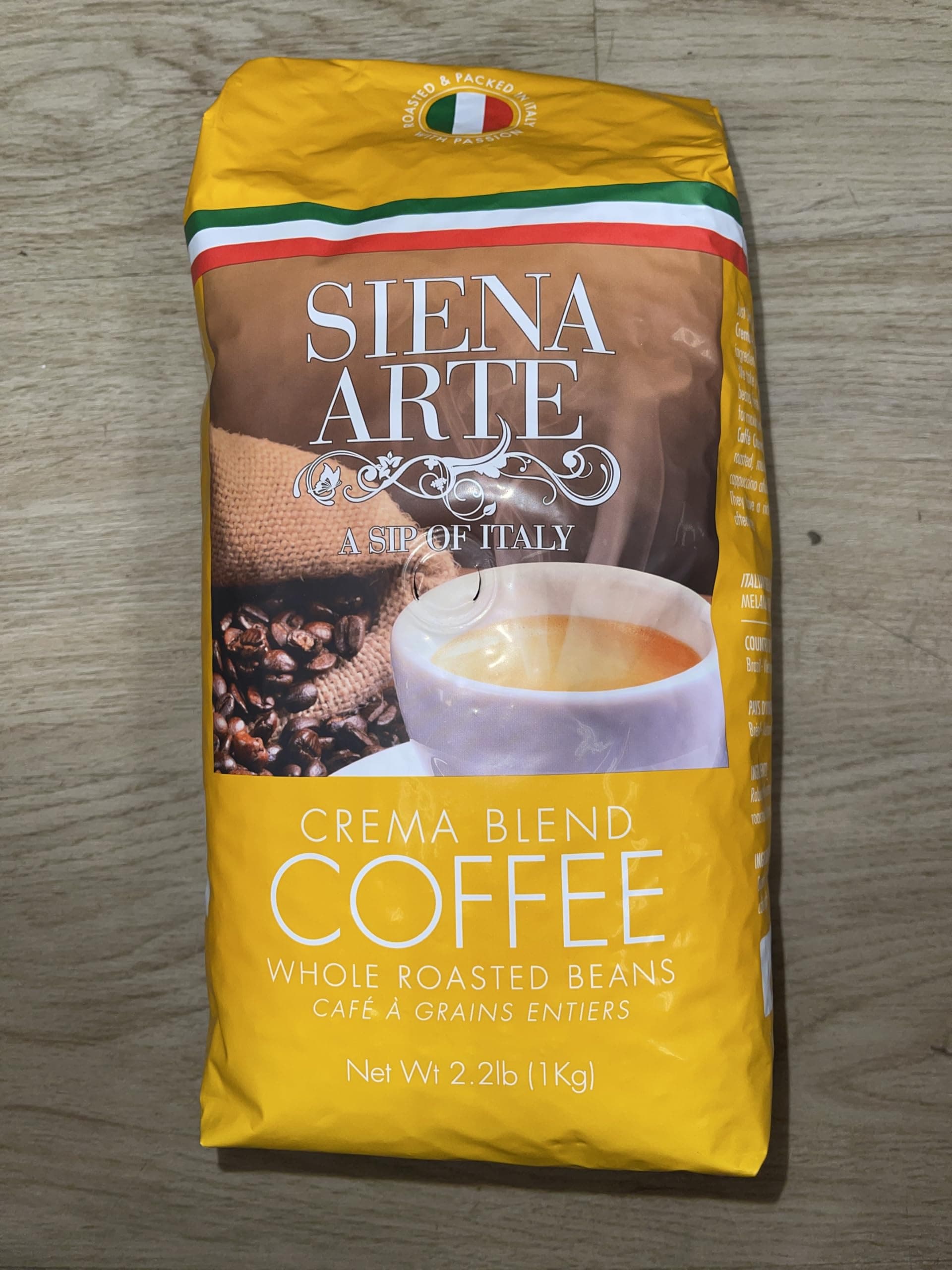 Siena Arte Crema blend coffee whole roasted beans 2.2lb (1Kg)
