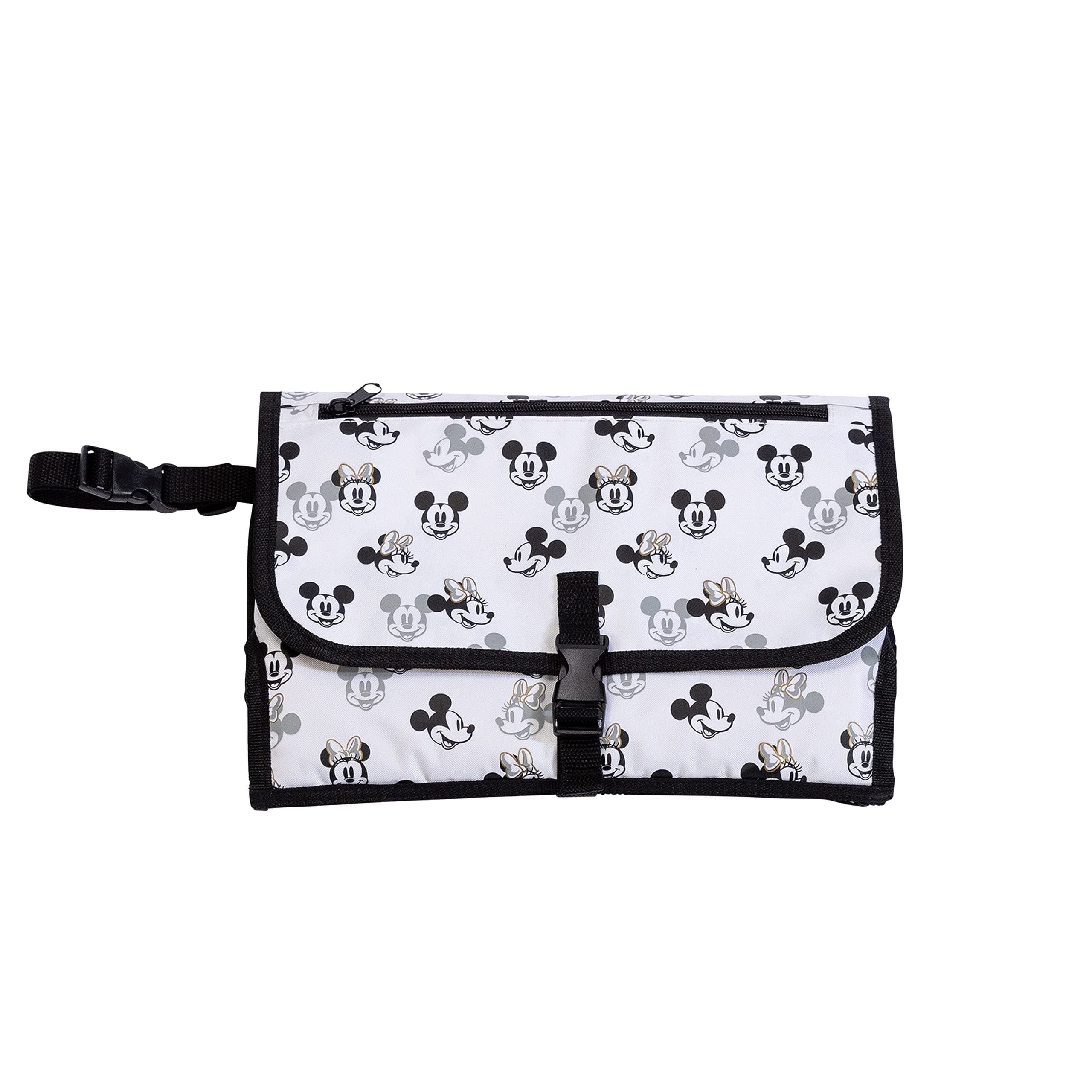 Disney Baby by J.L. Childress Portable Diaper Changing Station for Baby - Travel Diaper Changing Pad for Newborn, Essentials for Moms, Kit with Wipes Case & Storage Pockets - Mickey & Minnie Mouse