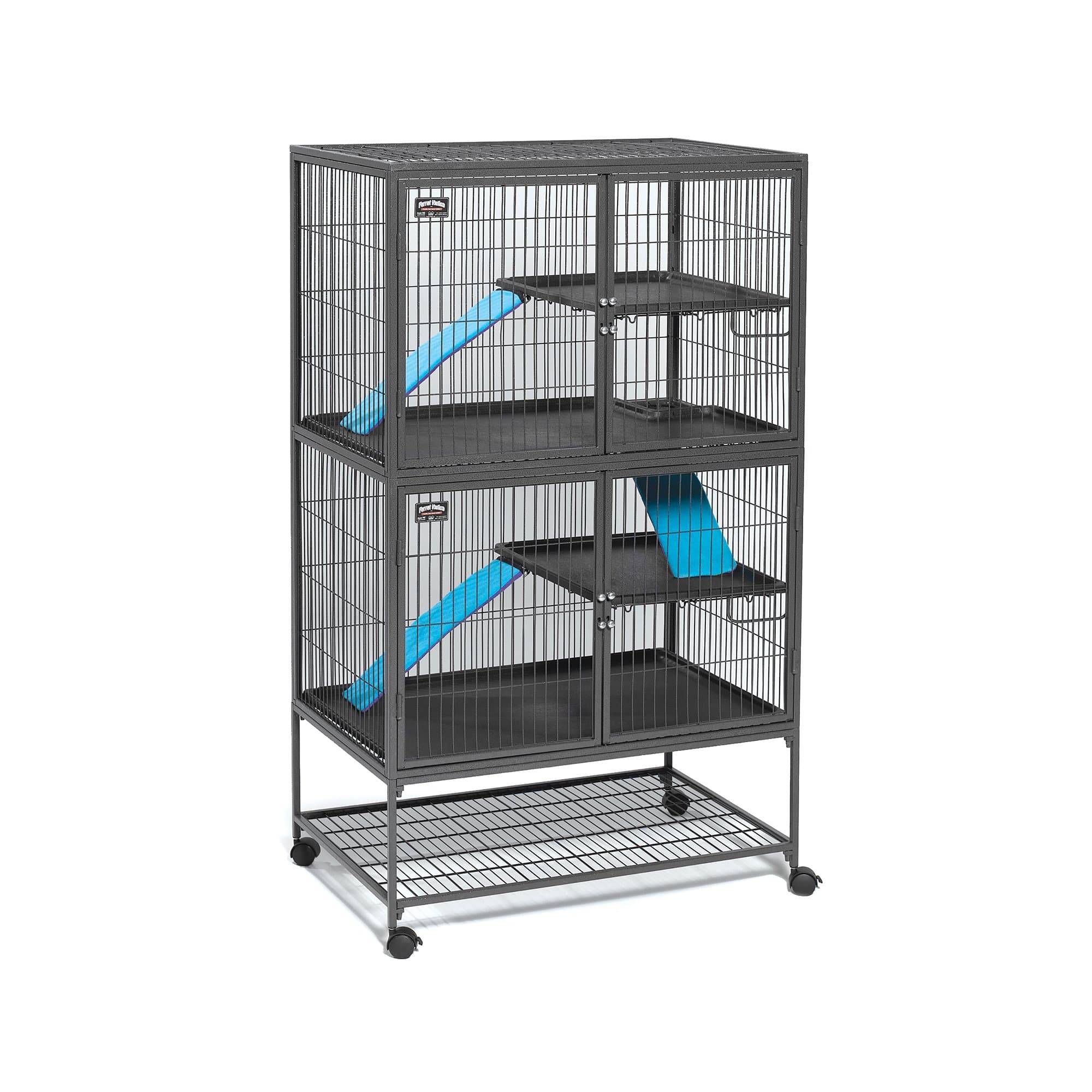 MidWest Homes for Pets Ferret Nation Double Unit Small Animal Cage, 4 Tiers, Includes Pans, Shelves, Ramps & Covers, for Ferrets & Small Animals