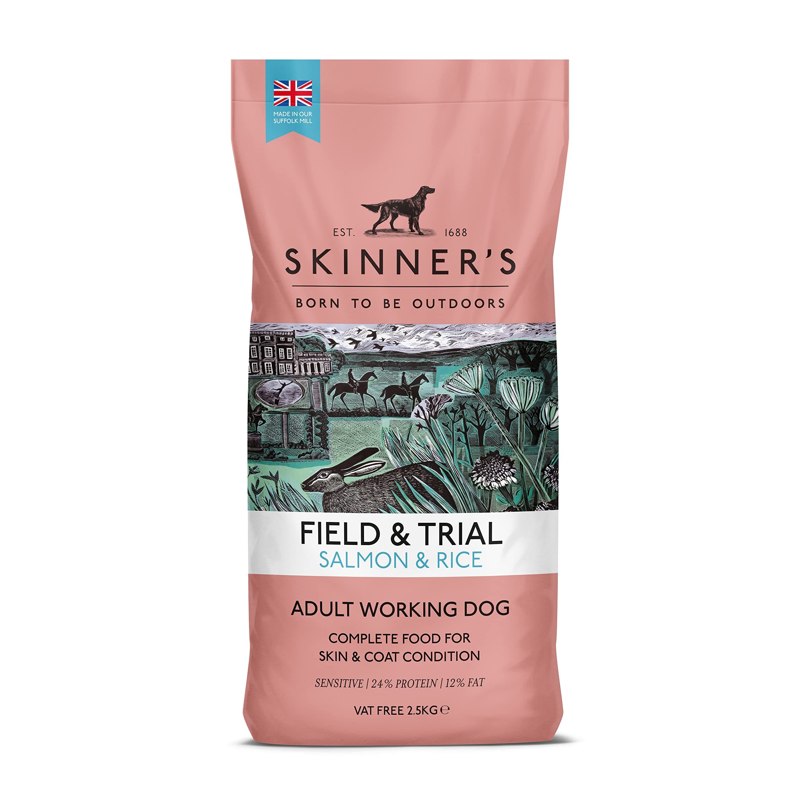 Skinner's Field & Trial Complete Dry Adult Working Dog Food Salmon and Rice, 2.5 kg