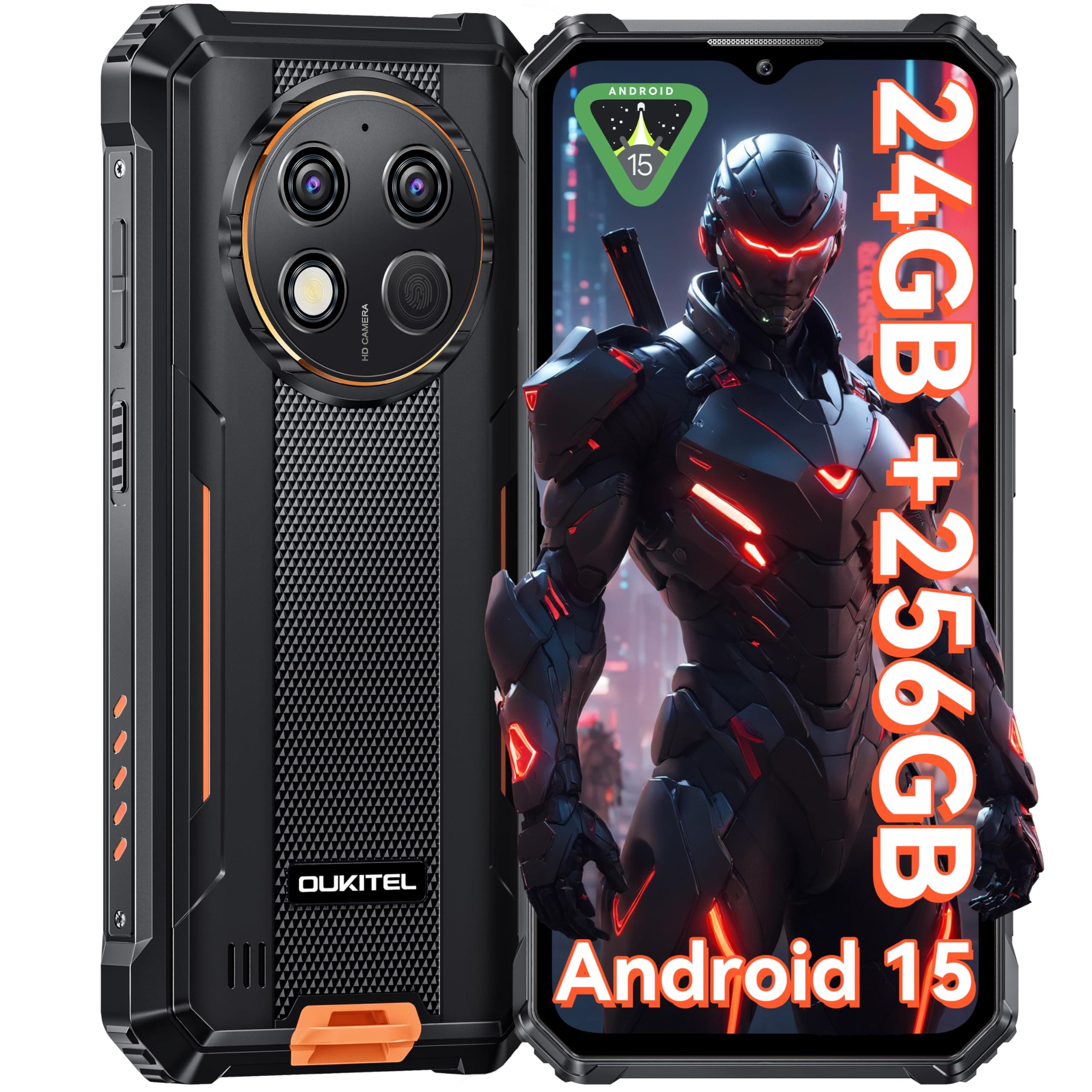 G1 Rugged Smartphone Unlocked - 24+256GB/1TB Android 14 Rugged Cellphones, 6.52ā HD Display 48MP Rear Camera 10600mAh Battery IP68/IP69K Waterproof Phone, Dual Sim/NFC/Fingerprint 2025