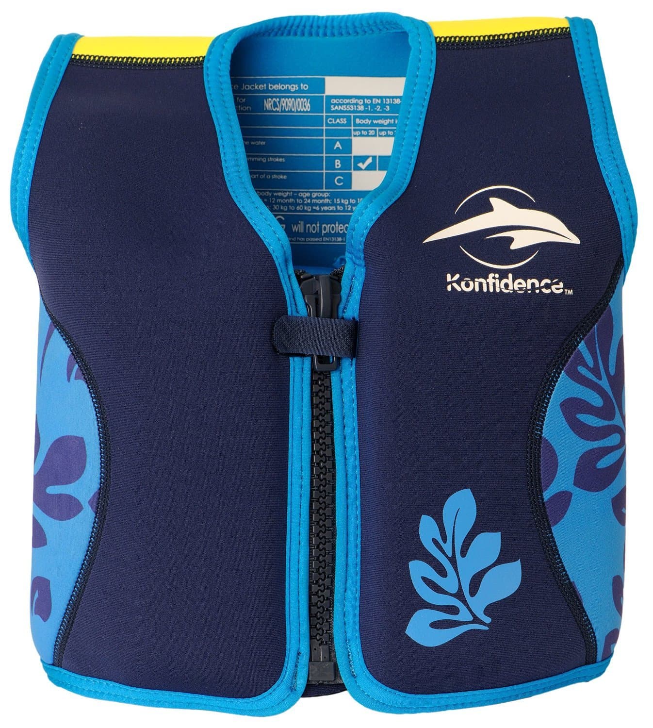 Konfidence Premium Swim Vest – Suitable for Baby, Toddler & Kids - Swim School Approved with Adjustable Buoyancy Ideal for Learning to Swim. UKCA & CE Compliant