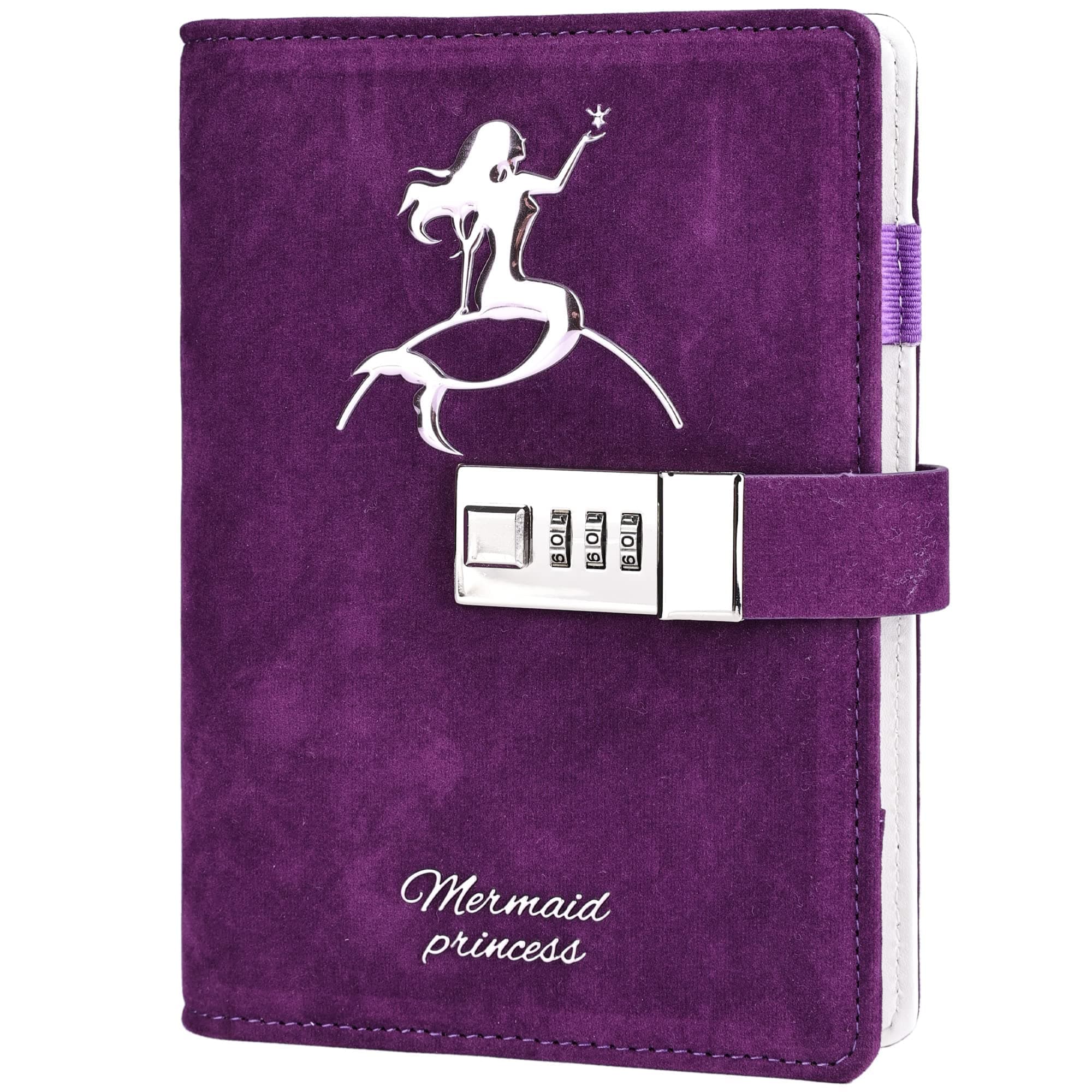 Mermaid Journal Notebook with Lock, A6 Password Binder Writing Hardcover Diary Scrapbook Sketchbook with Refillable Lined Paper for Women Girls