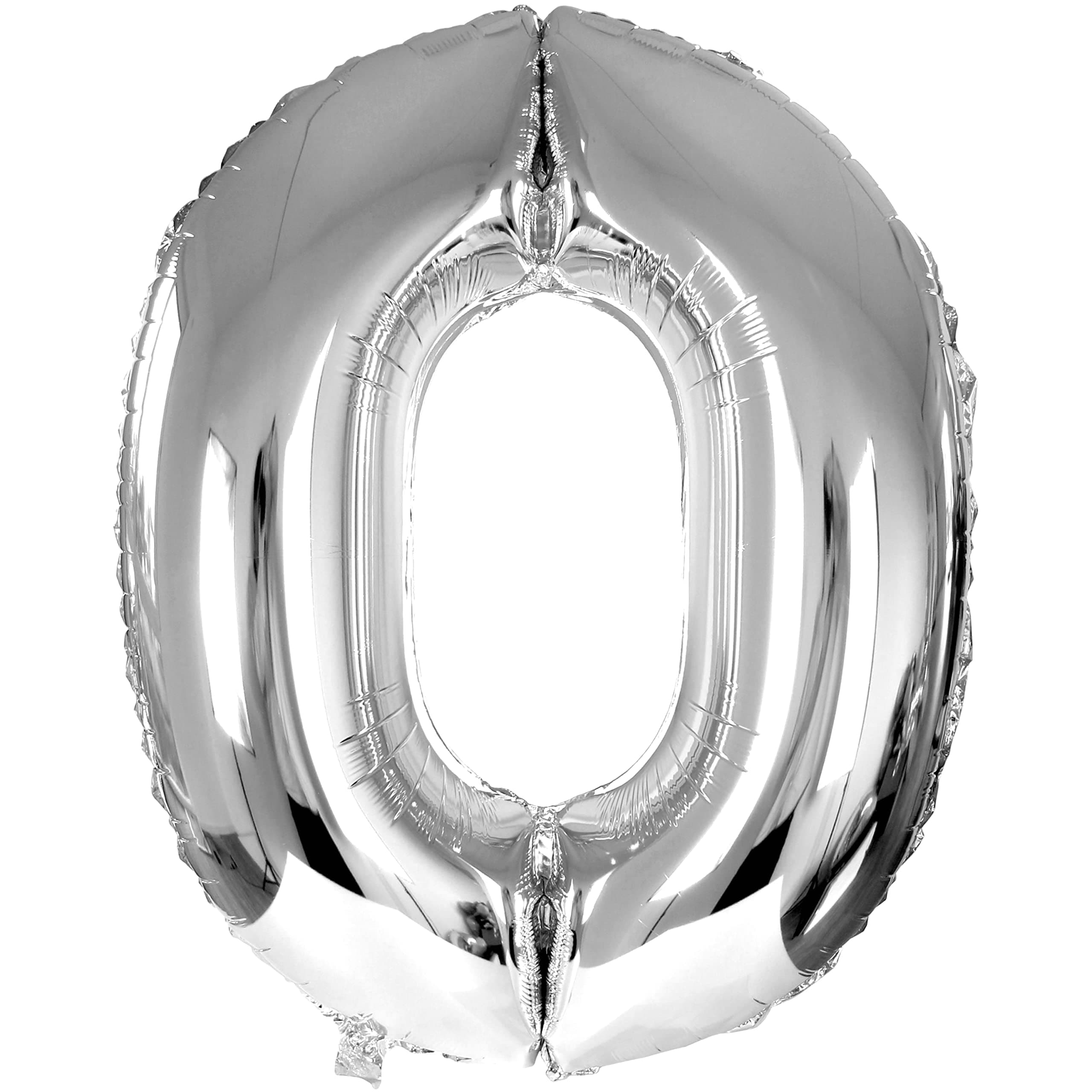 DekoRex Foil Balloon Silver 100cm Wedding Birthday Anniversary Decoration (Number 0)