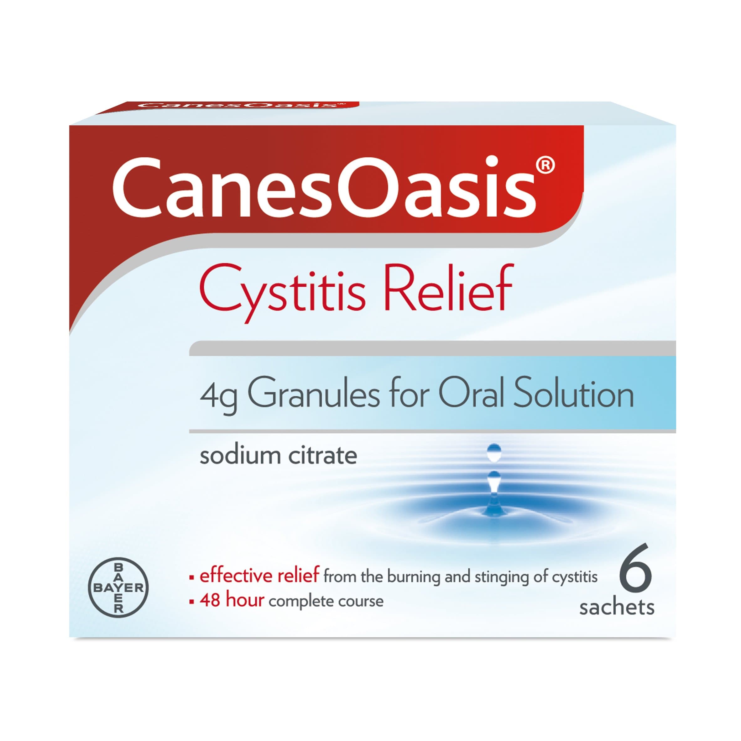 Cystitis Relief | Granules for Oral Solution to Relieve & Treat the Burning & Stinging of Cystitis | 48hr Complete Course | Cranberry Flavour | 6 Count (Pack of 1)