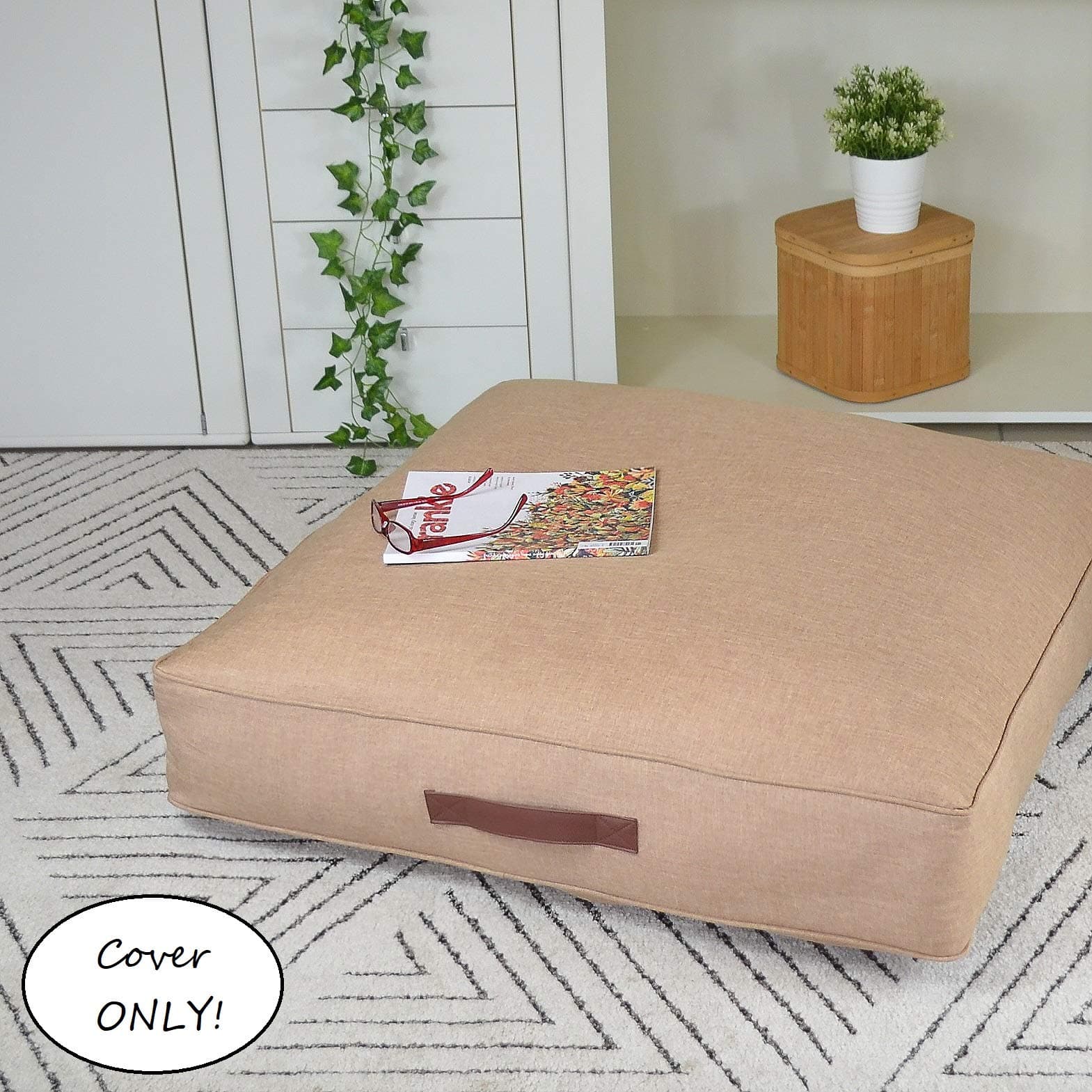 Large Floor Pillow Cushion Cover - Floor Seating for Adults, Square Meditation Pillow - Oversized Floor Pillows for kids, Floor Cushions for Adults, Floor Pouf, Pet Bed - 35x35inch Cover only