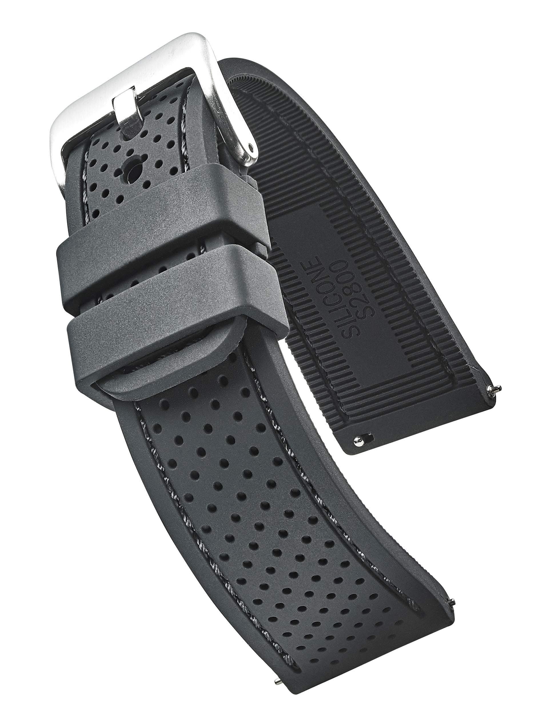 ALPINE Sporty Premium Soft Silicone Adjustable Watch Band - Replacement Rubber Watch Bands for Women & Men - Waterproof Quick Release Watch Straps - Compatible with Regular & Smart Watch Bands