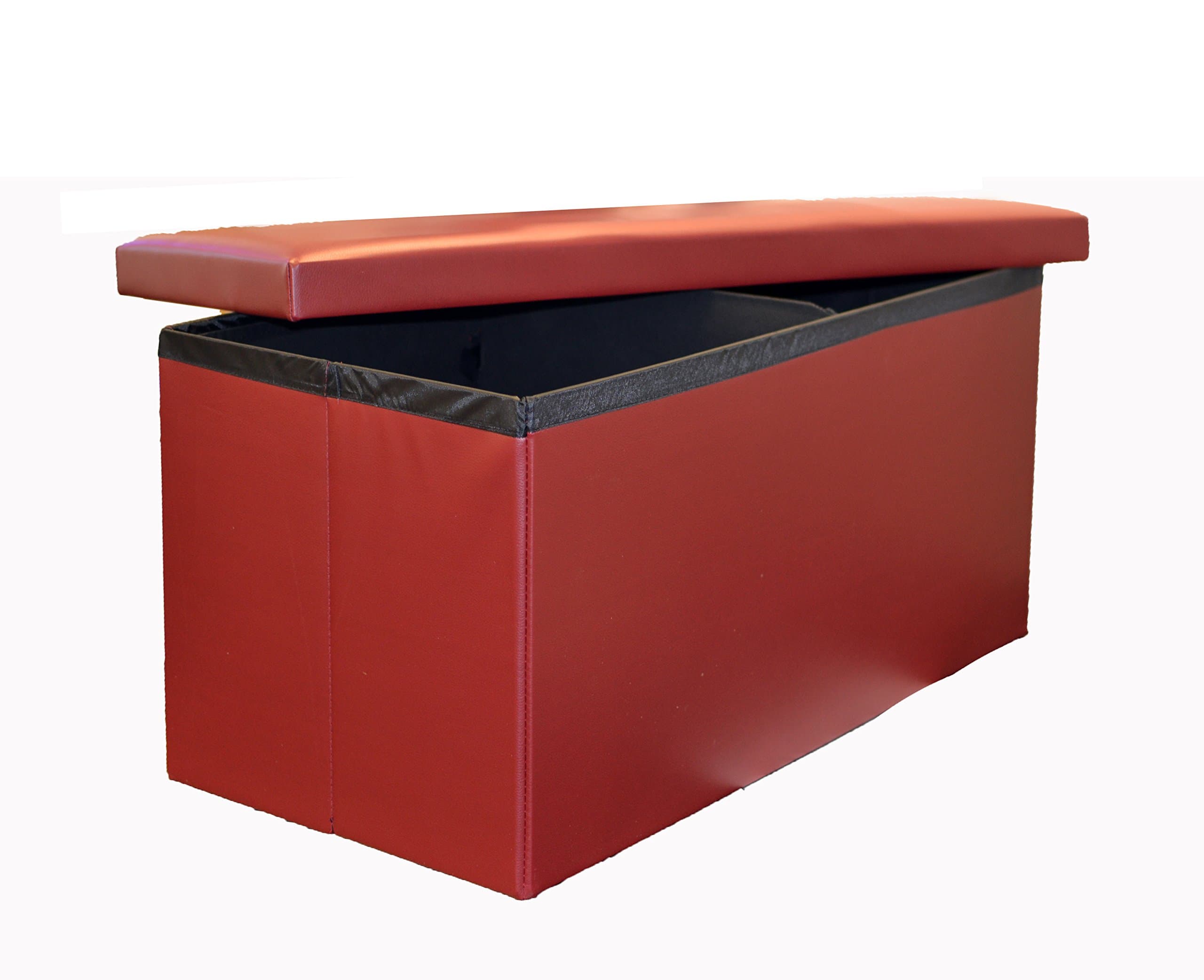 HISP Double Red Faux Leather Rectangle Ottoman Storage Box & Folding Stool in one (76cm)