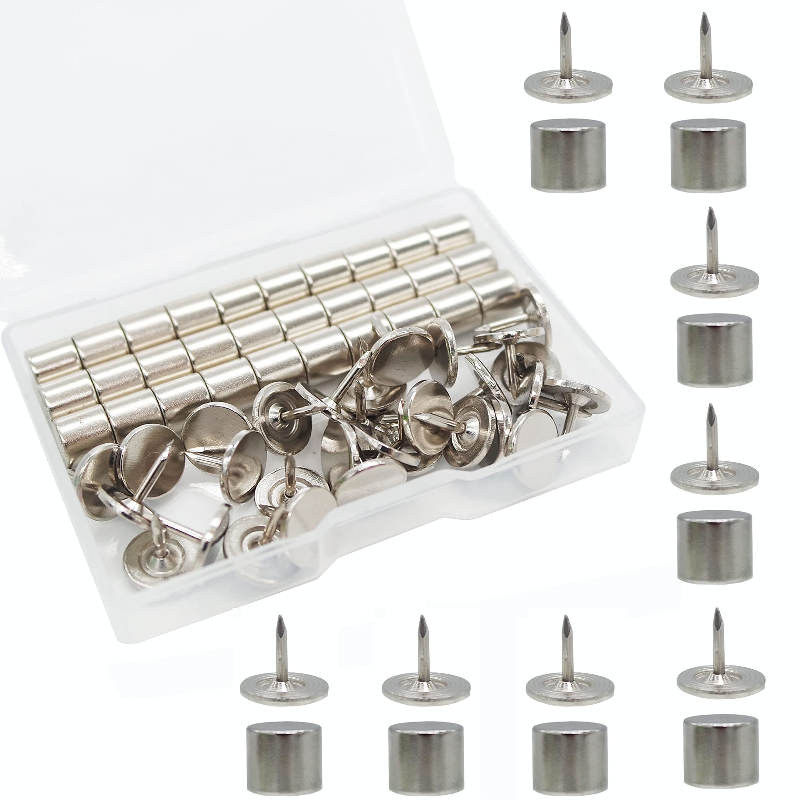 30 Pieces Magnetic Push Pins Magnetacks Magnet Thumb Tacks for Bulletin Boards Photo Poster Hanger (30)