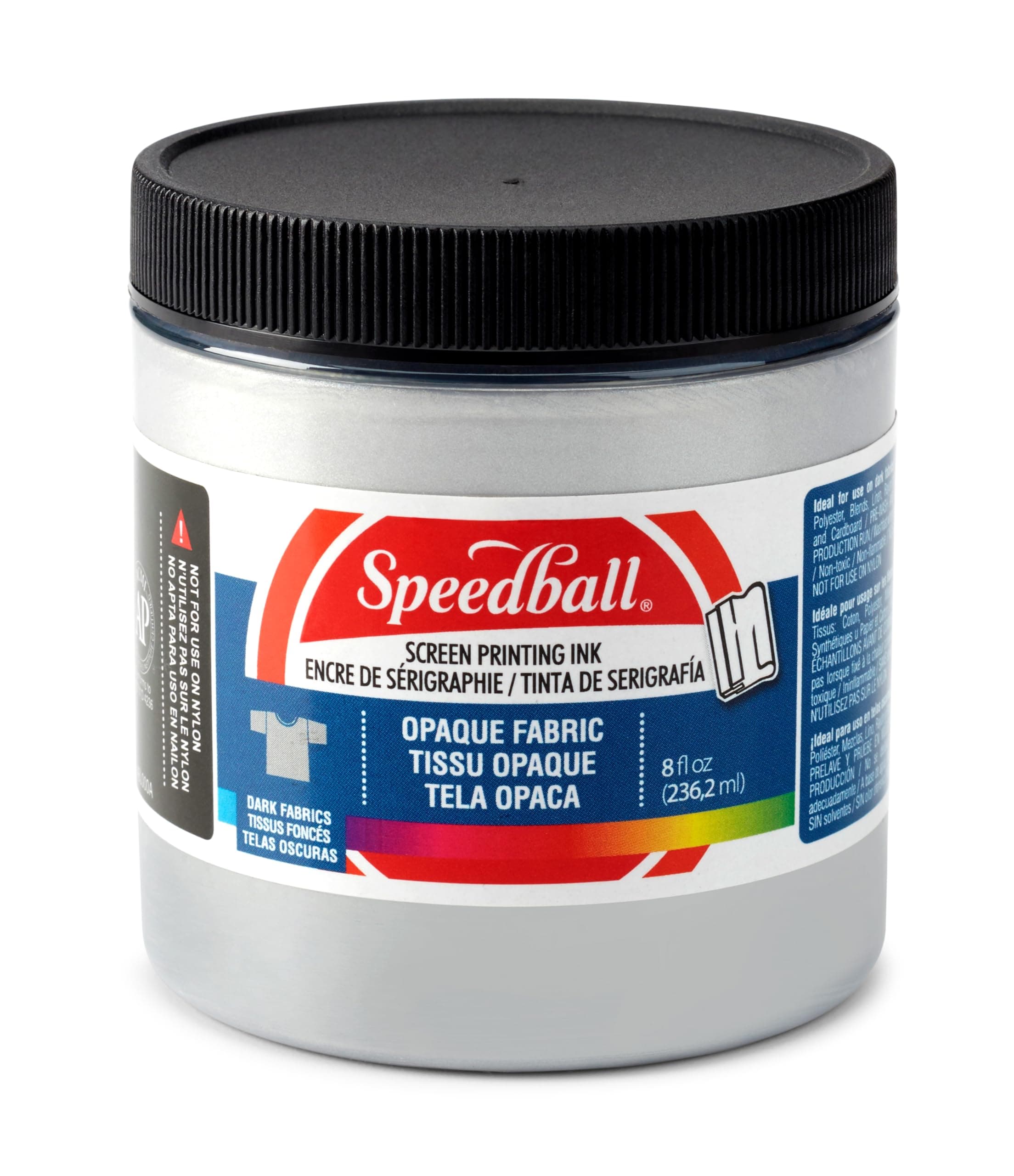 Opaque Iridescent Fabric Screen Printing Ink, 8-Ounce, Silver