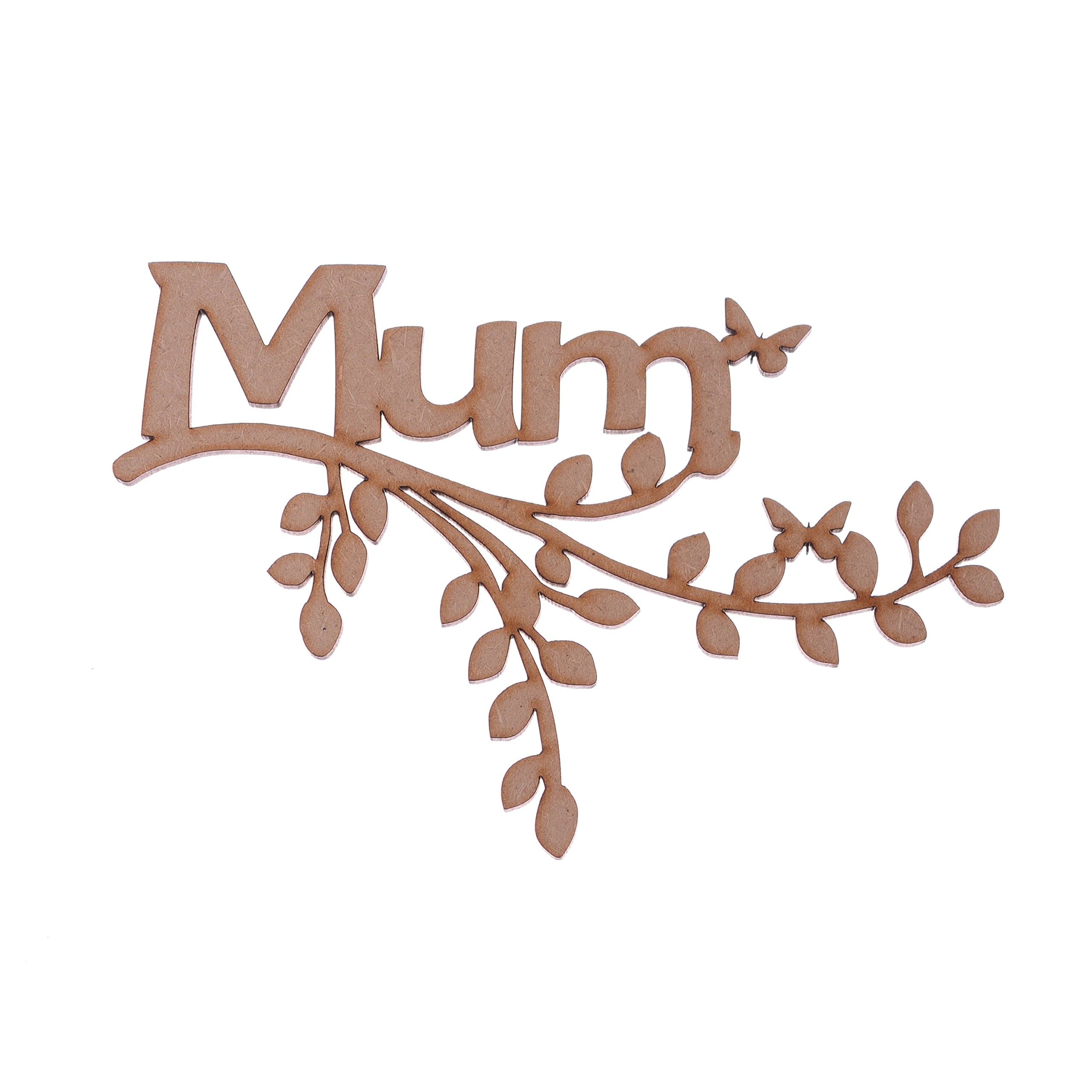 Ambrosia Wood Crafts Wooden MDF Branch Shape - 'Mum, Family Tree Branch 150mm x 100mm