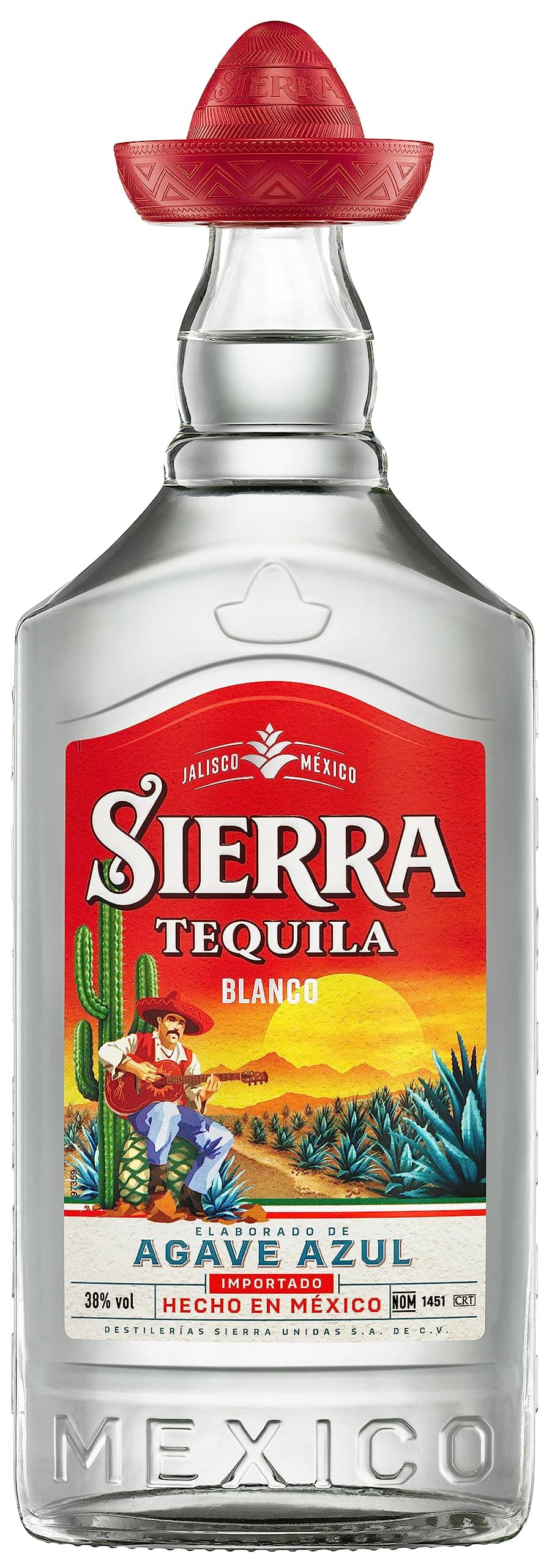 Tequila Blanco (1 x 700 ml) - The Original with the Red Sombrero from Mexico - Tequila Blanco with Fruity & Fresh Aromas - Ideal as a Shot with Salt & Lemon - 38% ABV