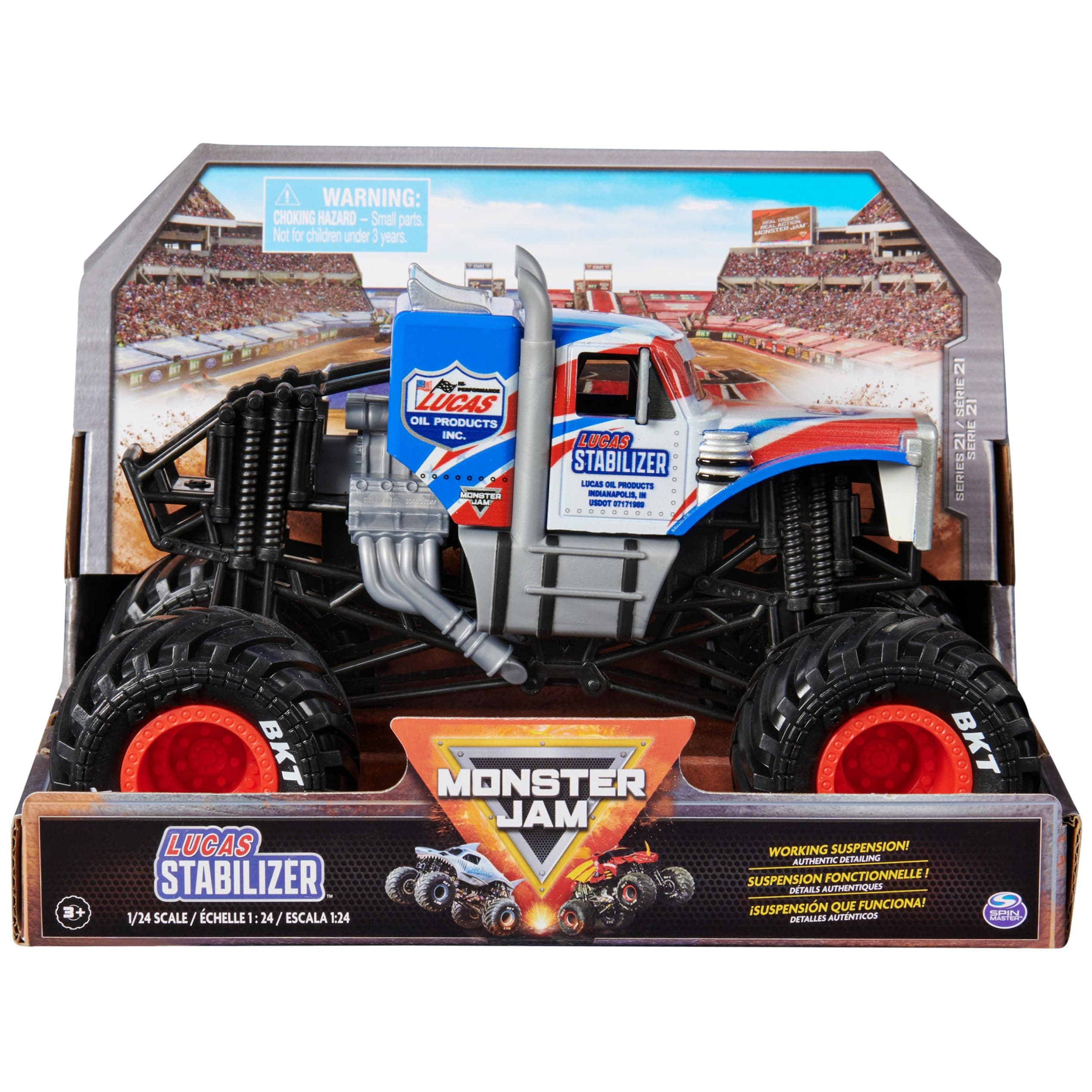 Monster Jam, Official Lucas Stabilizer Monster Truck, Collector Die-Cast Vehicle, 1:24 Scale, Kids’ Toys for Boys and Girls Aged 3 and up
