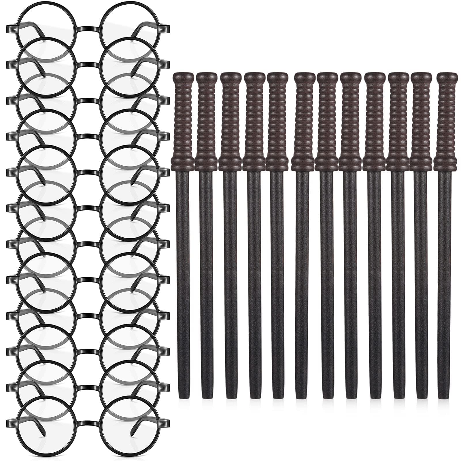 Outus 24 Pieces Wand Pencils and Glasses Wizard Party Favors, Wizard Party Supplies Birthday Supplies for Teen Boys Kids Girls Wizard School Decor Theme Halloween Supplies