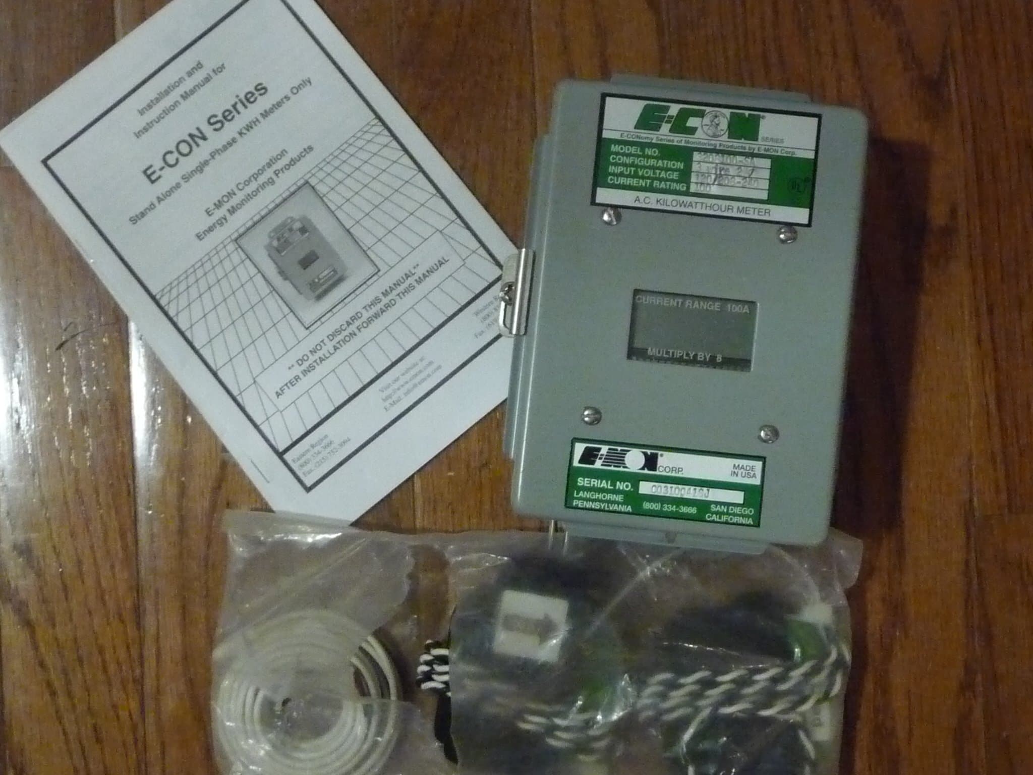 E-Mon D-Mon 3208100-SA Kit Class 1000 1- or 2-Phase KWH Meter, 100A, 120/208-240V, 3 Wire