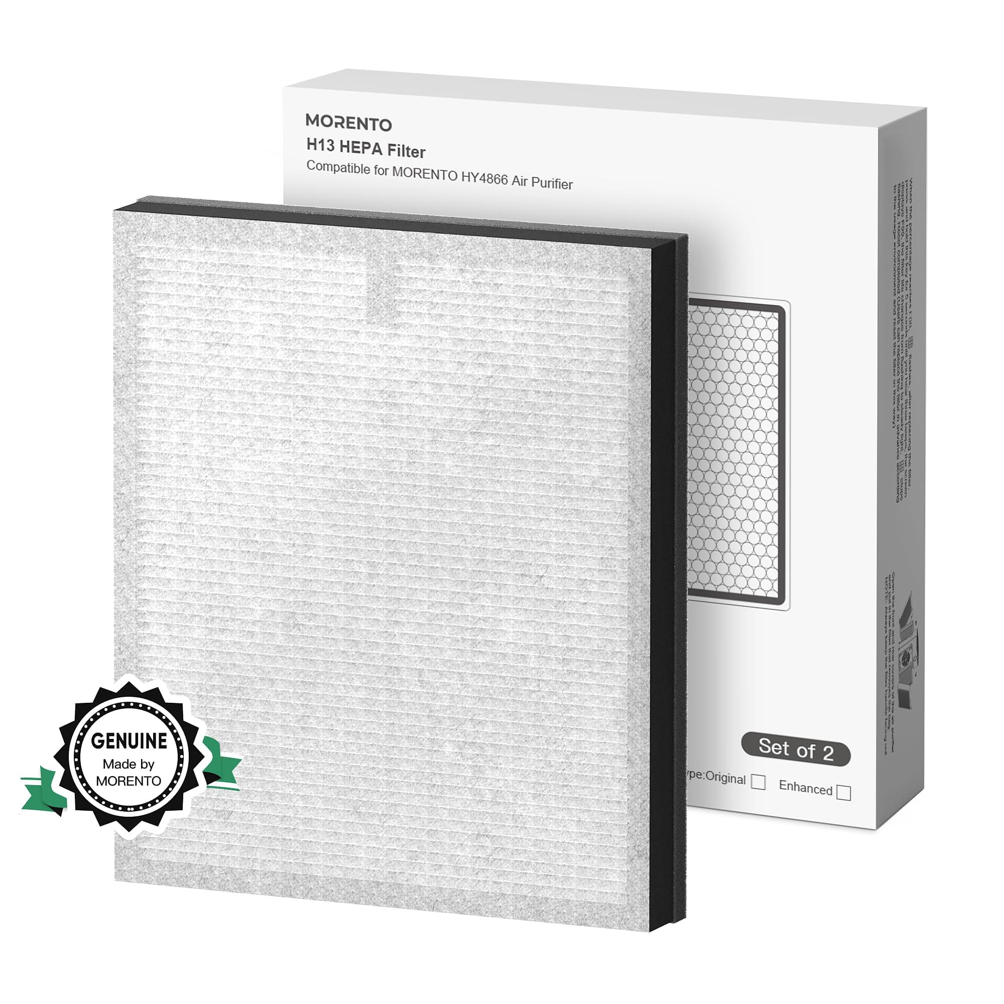 2 Pack HY4866 Genuine Air Purifier Replacement Filter for HY4866 Air Purifer, Enhanced Version