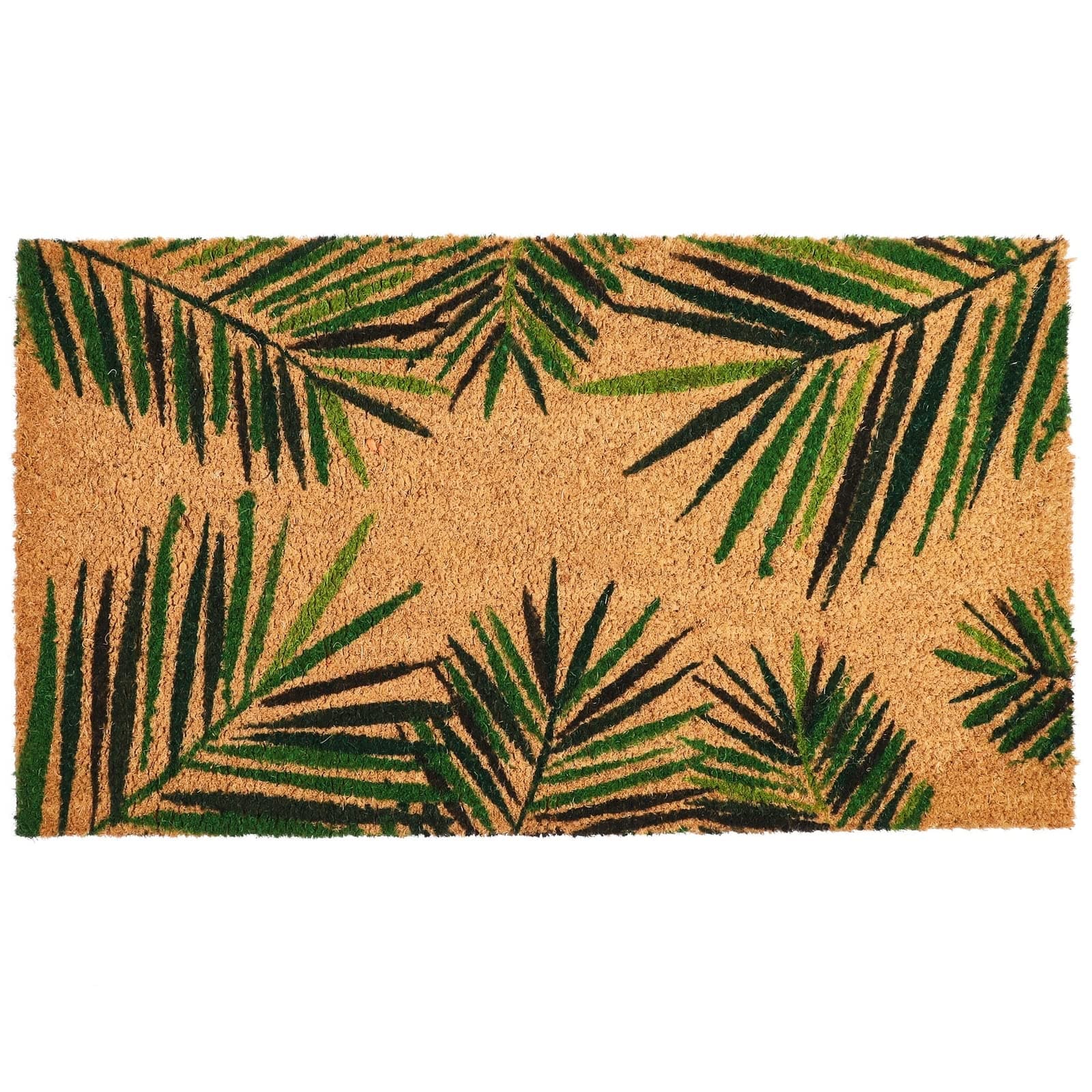 Door Mat - 30 x 17 in, Brown, Tropical Style - Outdoor Coir Doormat for Front Door - Dirt-Scraping Welcome Mat