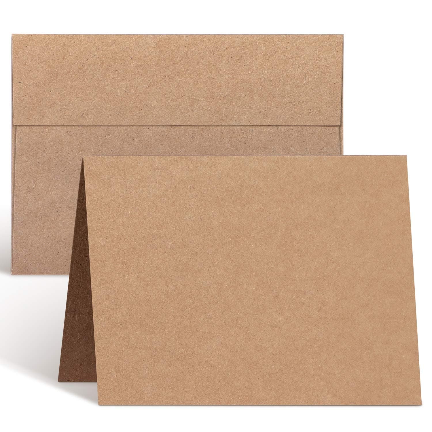 Blank Brown Kraft Cards and Envelopes 100 Pack - 5" x 7" Folded Cardstock Paper and A7 Envelopes for DIY Greeting Cards Wedding Birthday Invitations Baby Shower Thank You Cards and All Occasions
