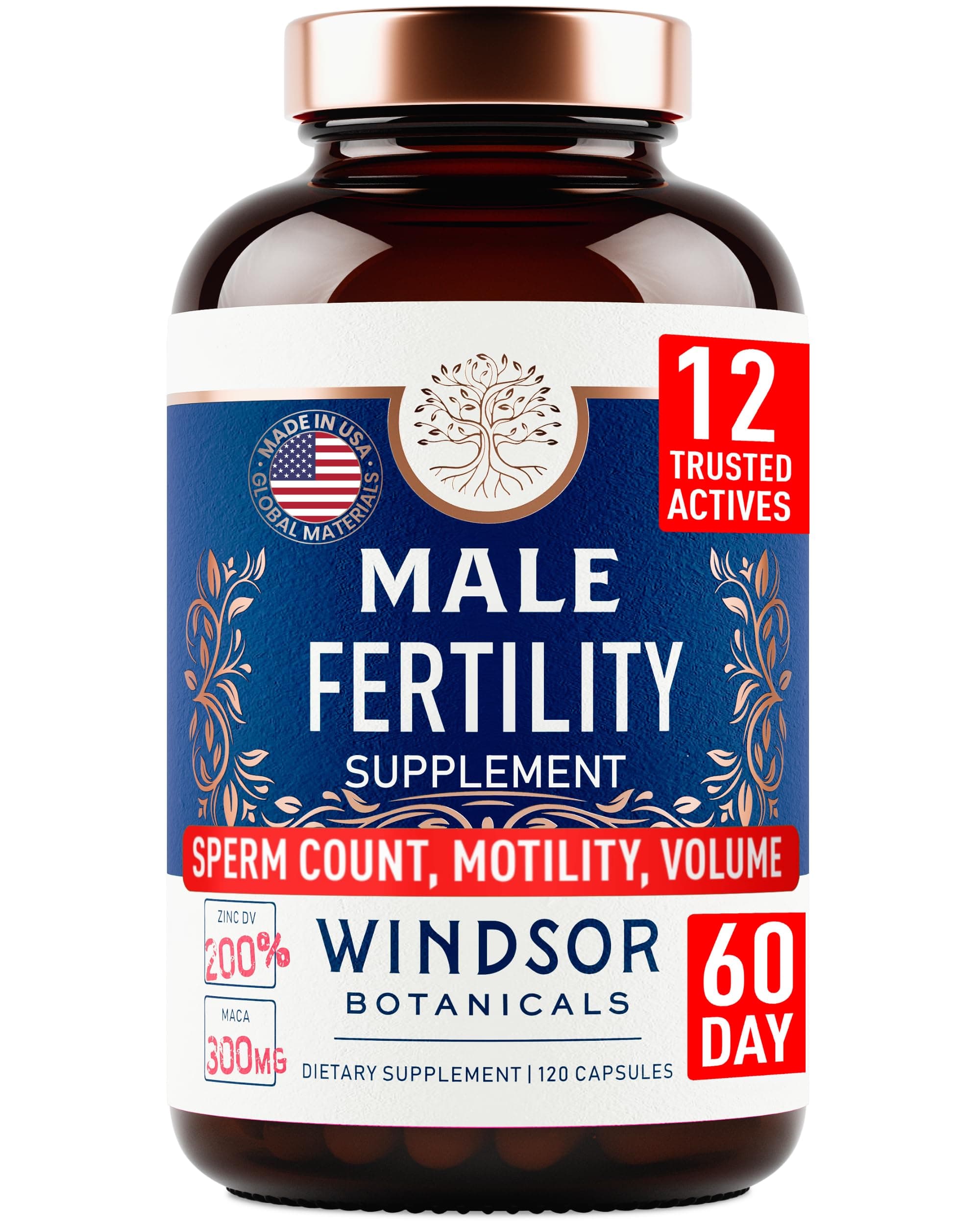 Male Fertility Supplement with Maca Root - Mens Health Conception Fertility Prenatal Vitamins Plus Natural Extracts - Prenatal Fertility Supplements for Men - 3rd Party Tested - 120 Capsules, 2 Month