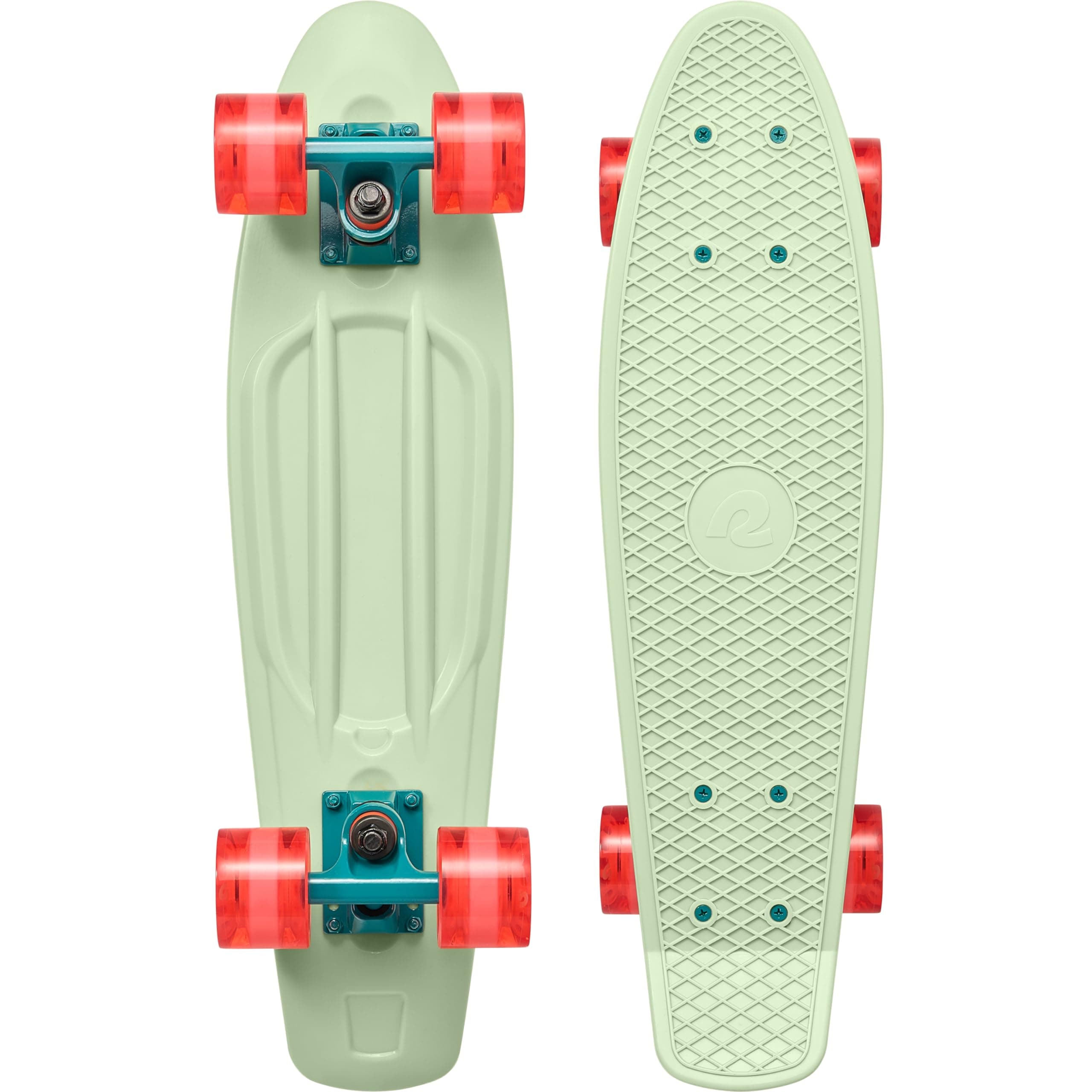 Retrospec Quip Mini Cruiser Skateboard 22.5" Classic Retro Plastic Cruiser Complete Skateboard with ABEC 7 Bearings and PU Wheels Compact Board w/Grippy, Molded Waffle Deck