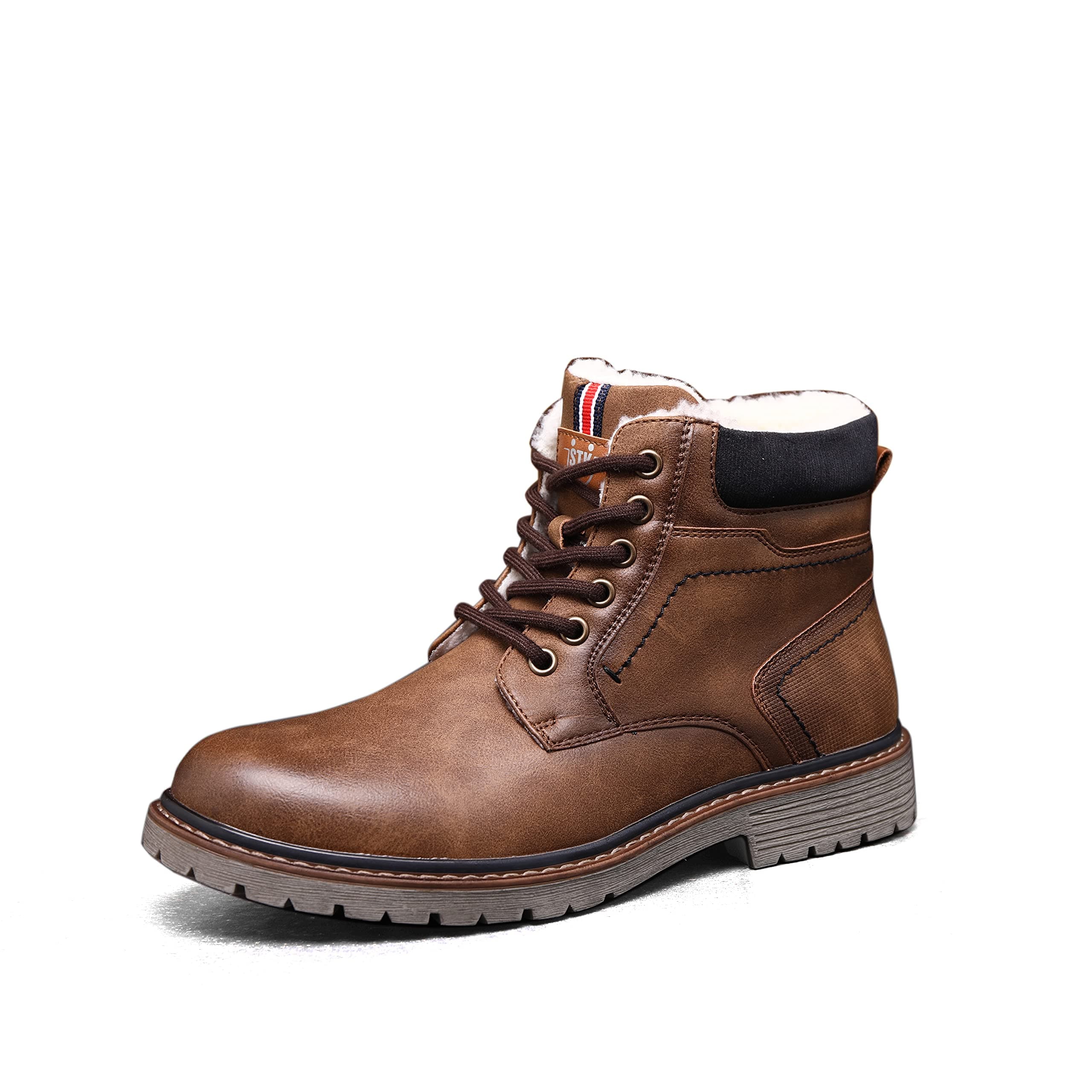 – TOP STAKA Men's Boots Lace Up Winter Shoes Fur Warm Ankle Boots Anti-Slip Snow Shoes