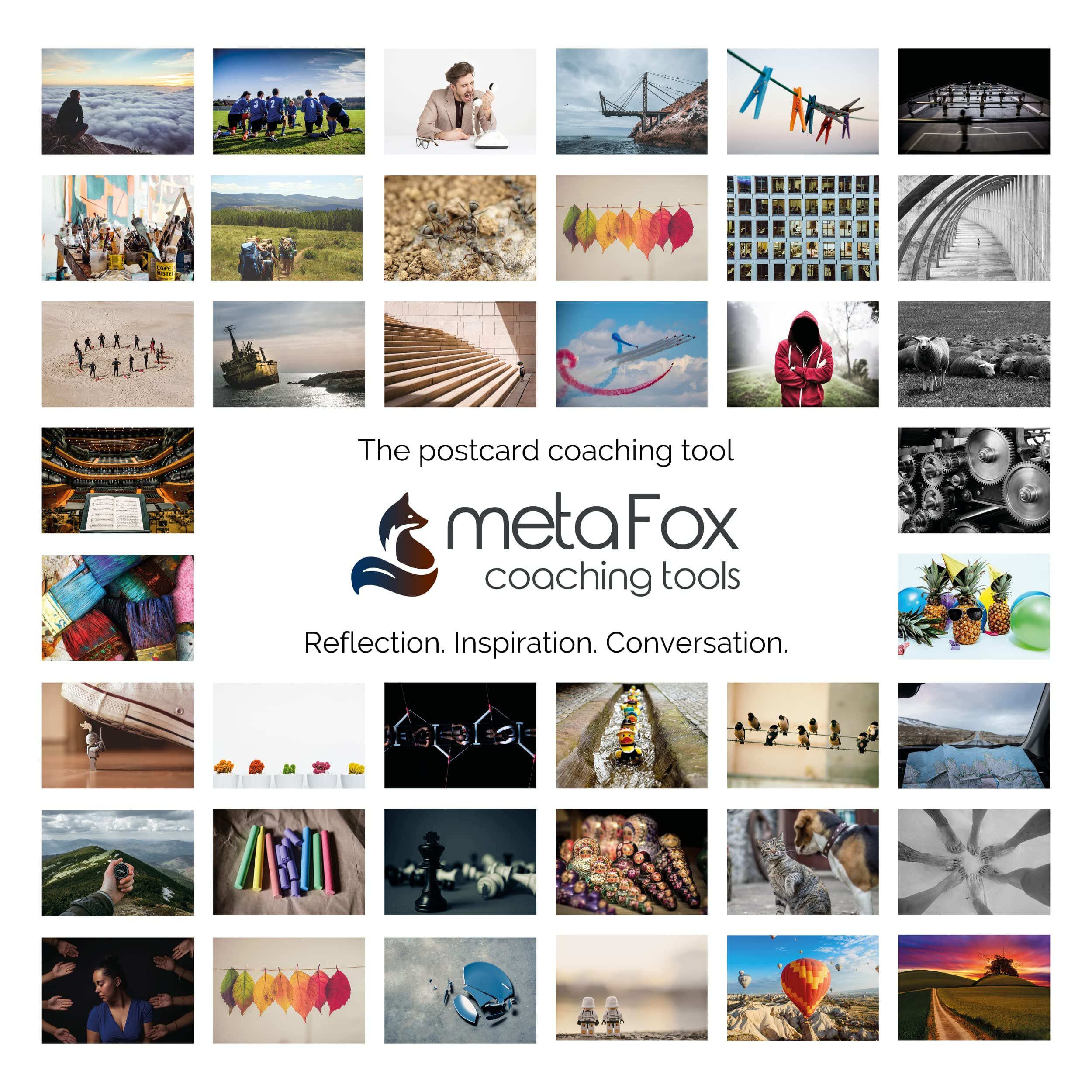 metaFox - 52 Inspirational Cards, Motivational Postcards, Picture Cards for Coaching & Therapy, Mindfulness Cards, Coaching Cards, Best for Team Building, Growing Together