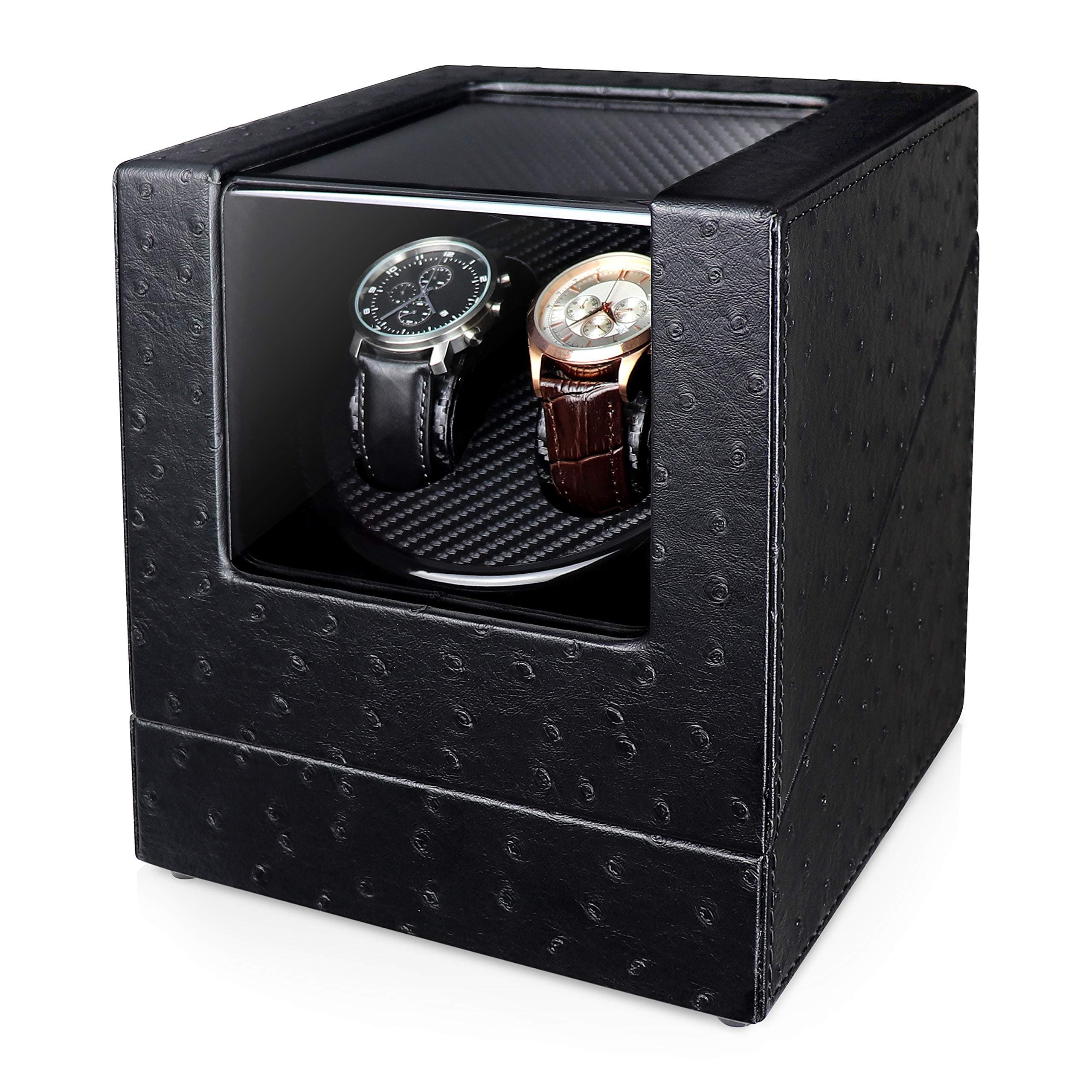 Double Watch Winder for Automatic Watches with Quiet Motor, 4 Rotation Mode Settings, Three Dimensional Watch Pillows, Suitable for Men’s and Ladies Wrist Watch