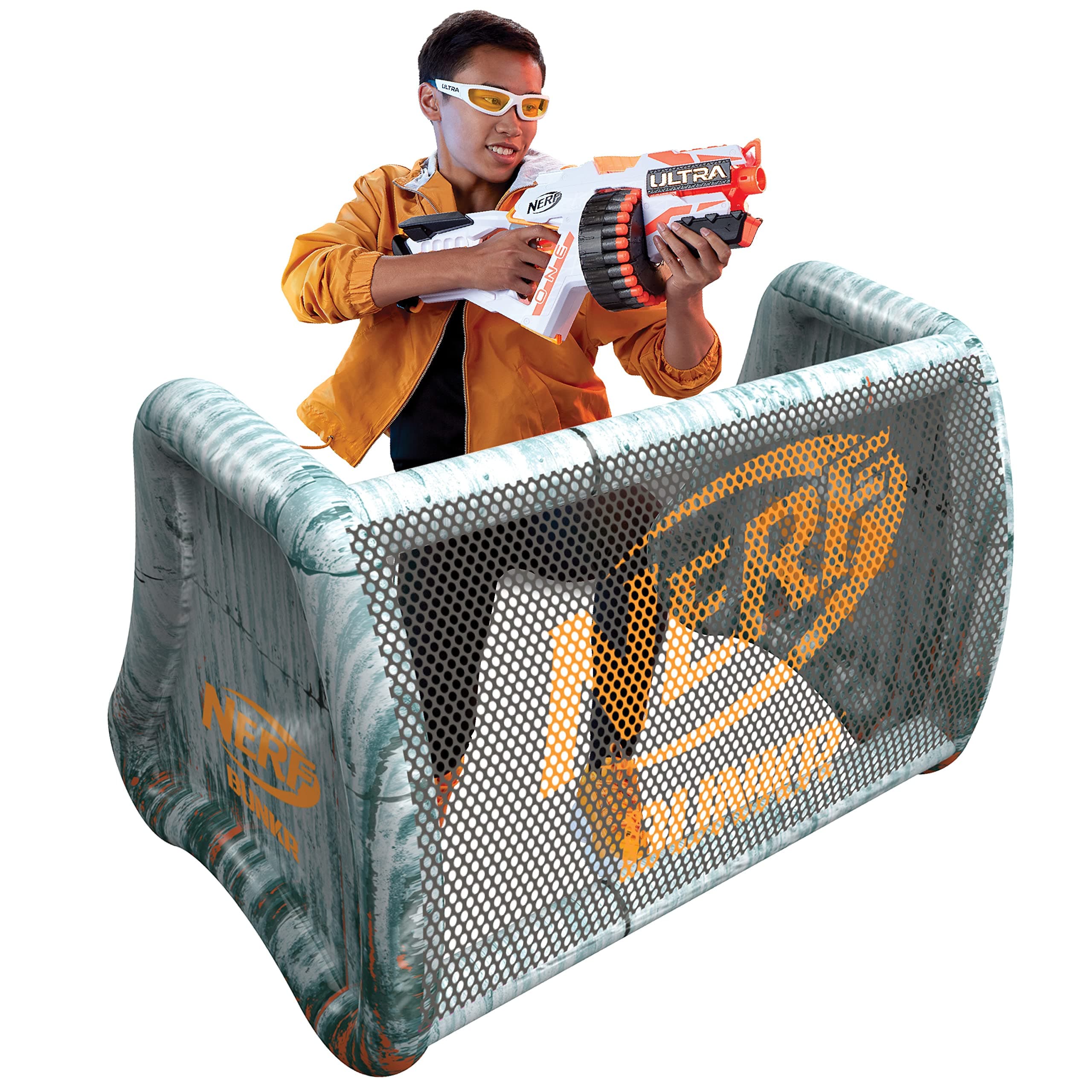 Nerf Bunkr Officially Licensed Battle Fort Inflatable Bunker Barricade Wall - Perfect for Nerf Party Nerf War, Multicolor