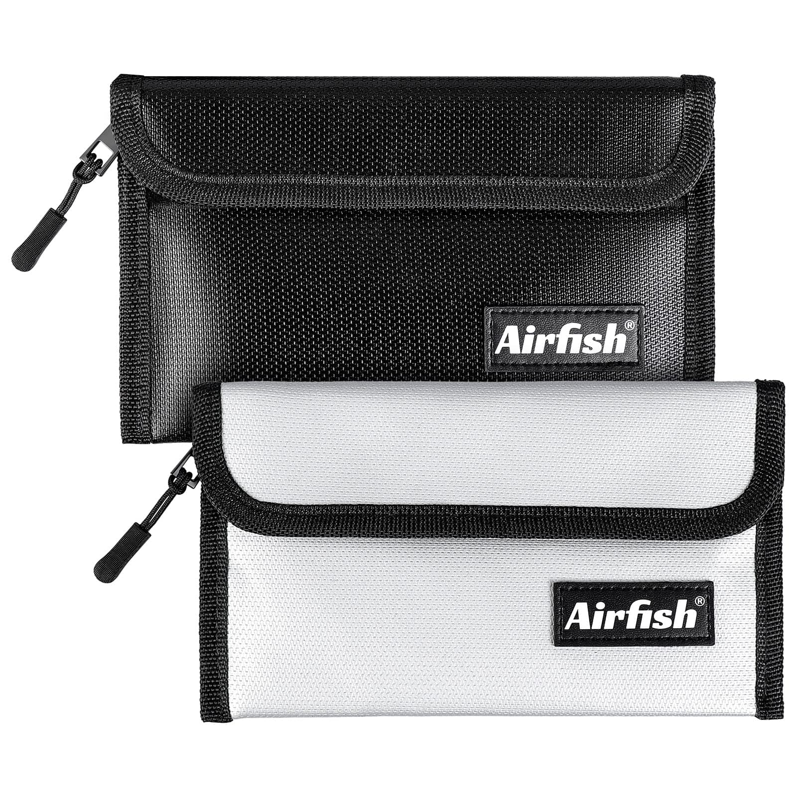 Airfish 2 Pack Fireproof Bags - 8 x 5 & Small Sizes, Fireproof Envelope with Zipper, Waterproof Cash Pouch for Valuables/Jewelry/Cash/Passport/Invoices