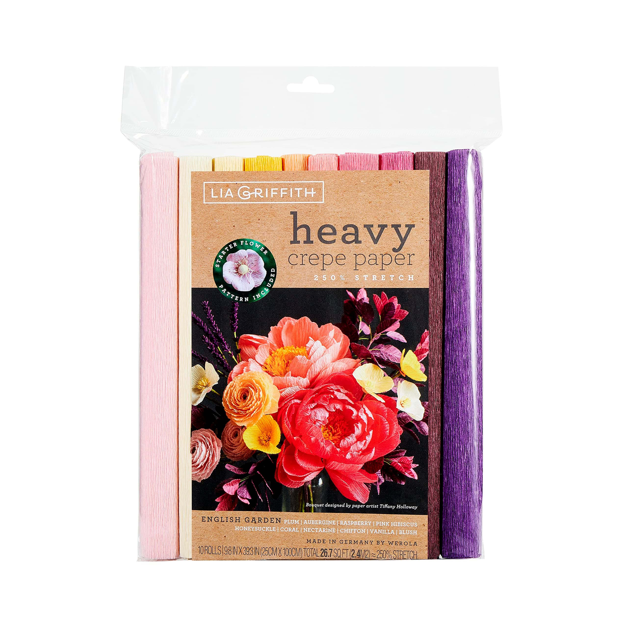 Lia Griffith Plg11032 Heavy Crepe Paper, 26.7 Total Square Feet, English Garden, 10 Count