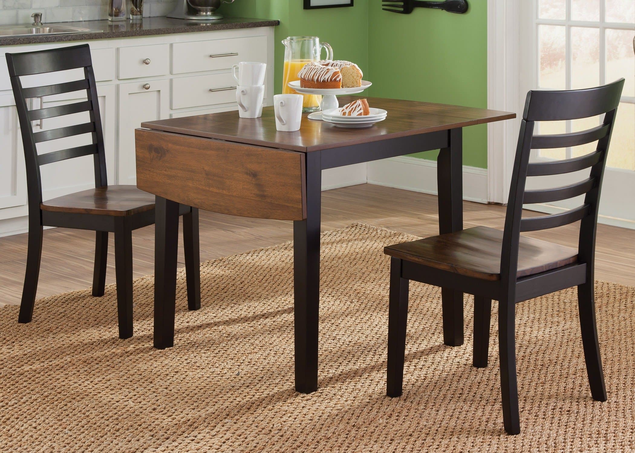 Liberty Furniture Cafe Drop Leaf Dining Table in Black and Cherry