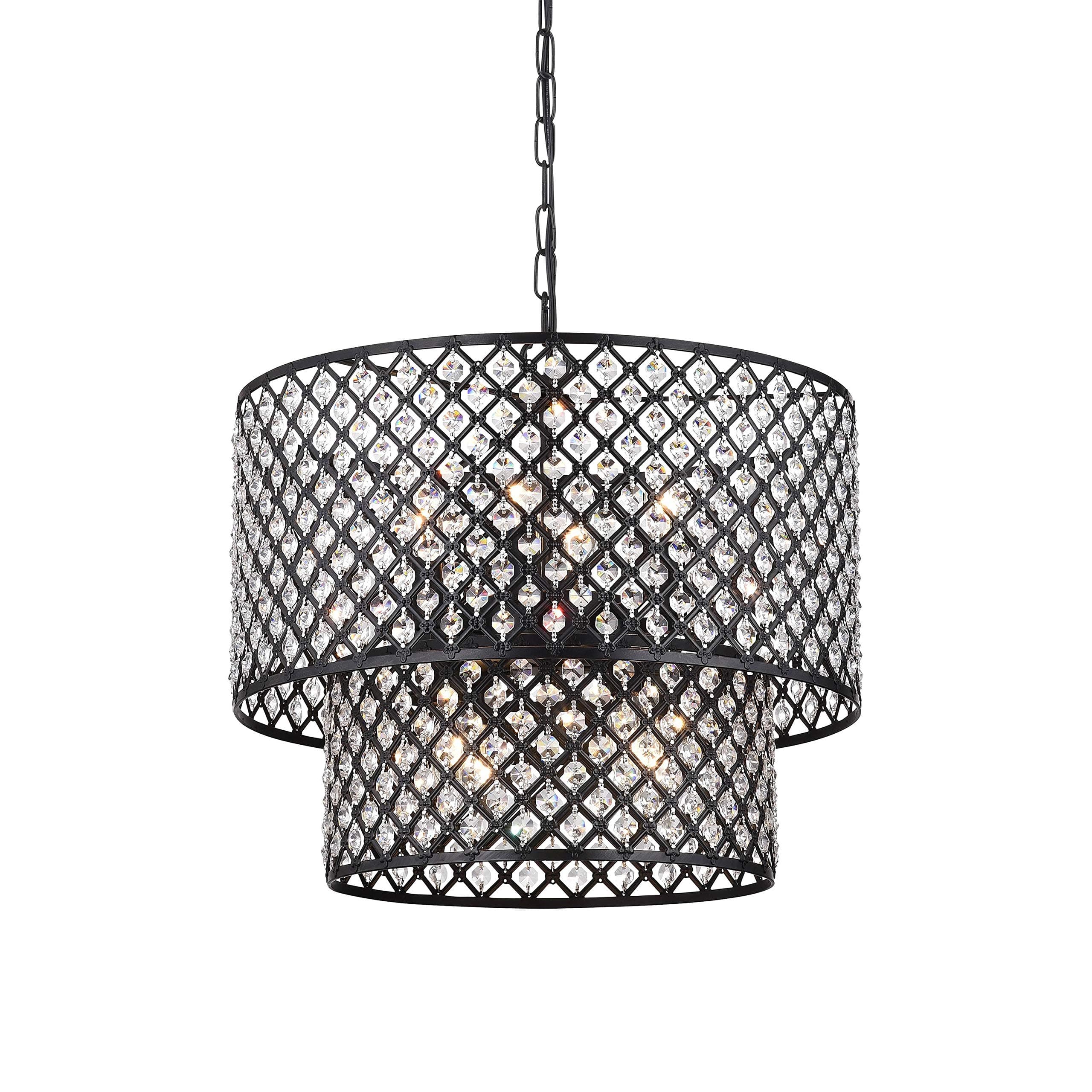Jojospring Antique Black 8-Light Double Round Crystal Chandelier