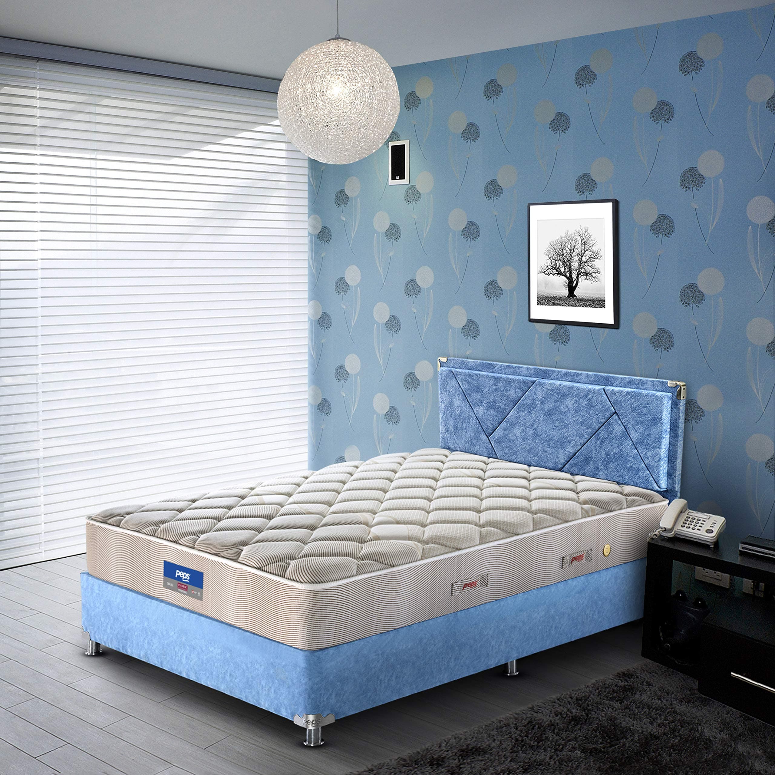 peps Restonic Fontaine 10 inch Knitted Fabric Top King Size Poketed Spring Mattress (Brown,78X72X10) with 2 Free Pillow