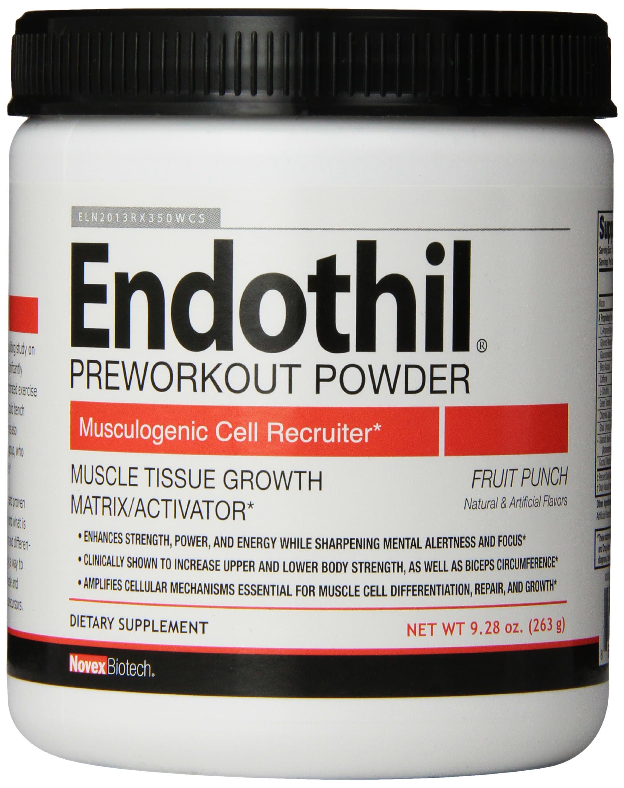 Novex Biotech Endothil Pre-Workout Powder, Fruit Punch, 9.28 Ounce